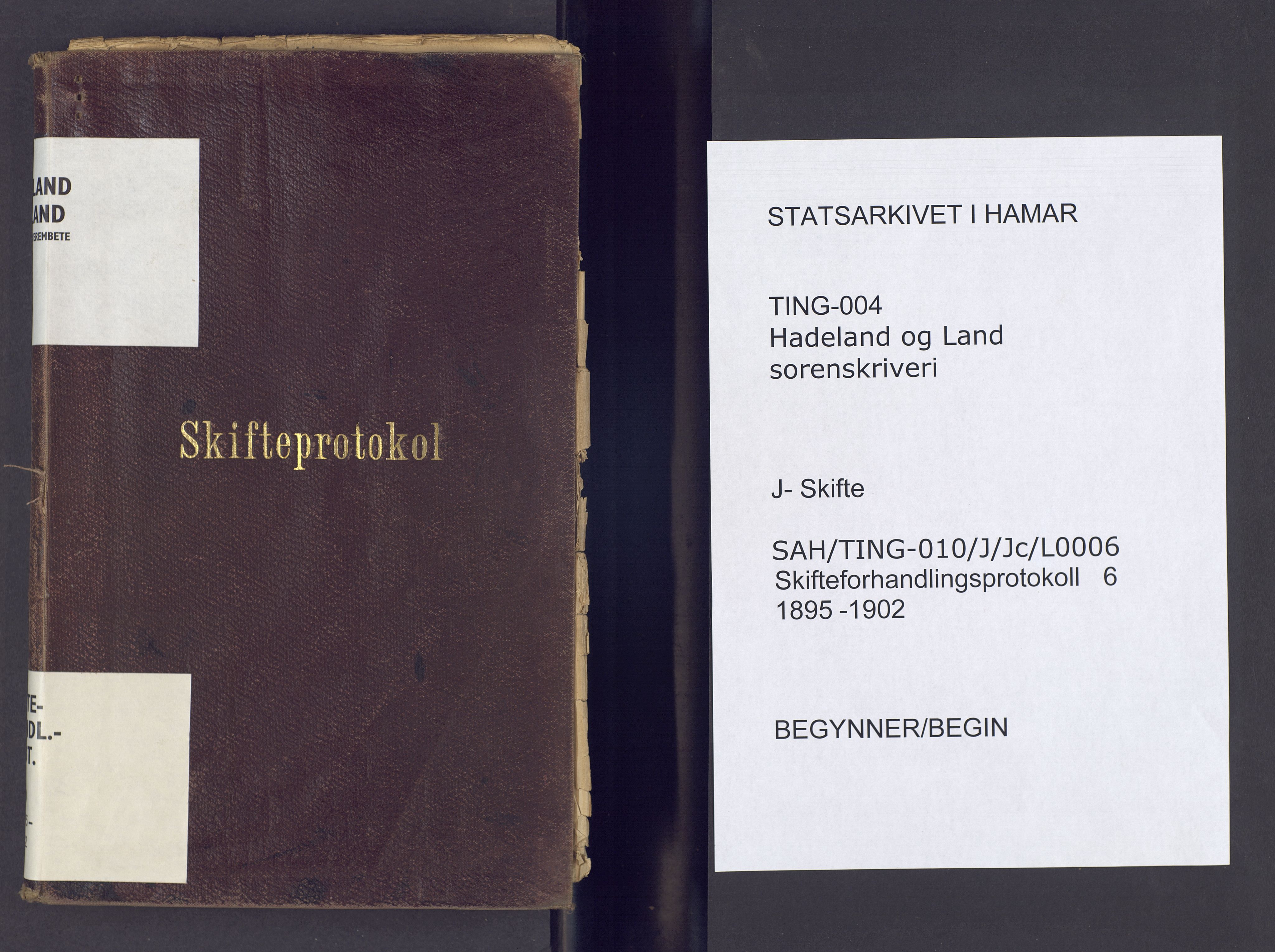Hadeland og Land tingrett, SAH/TING-010/J/Jc/L0006: Skifteforhandlingsprotokoll, 1895-1902