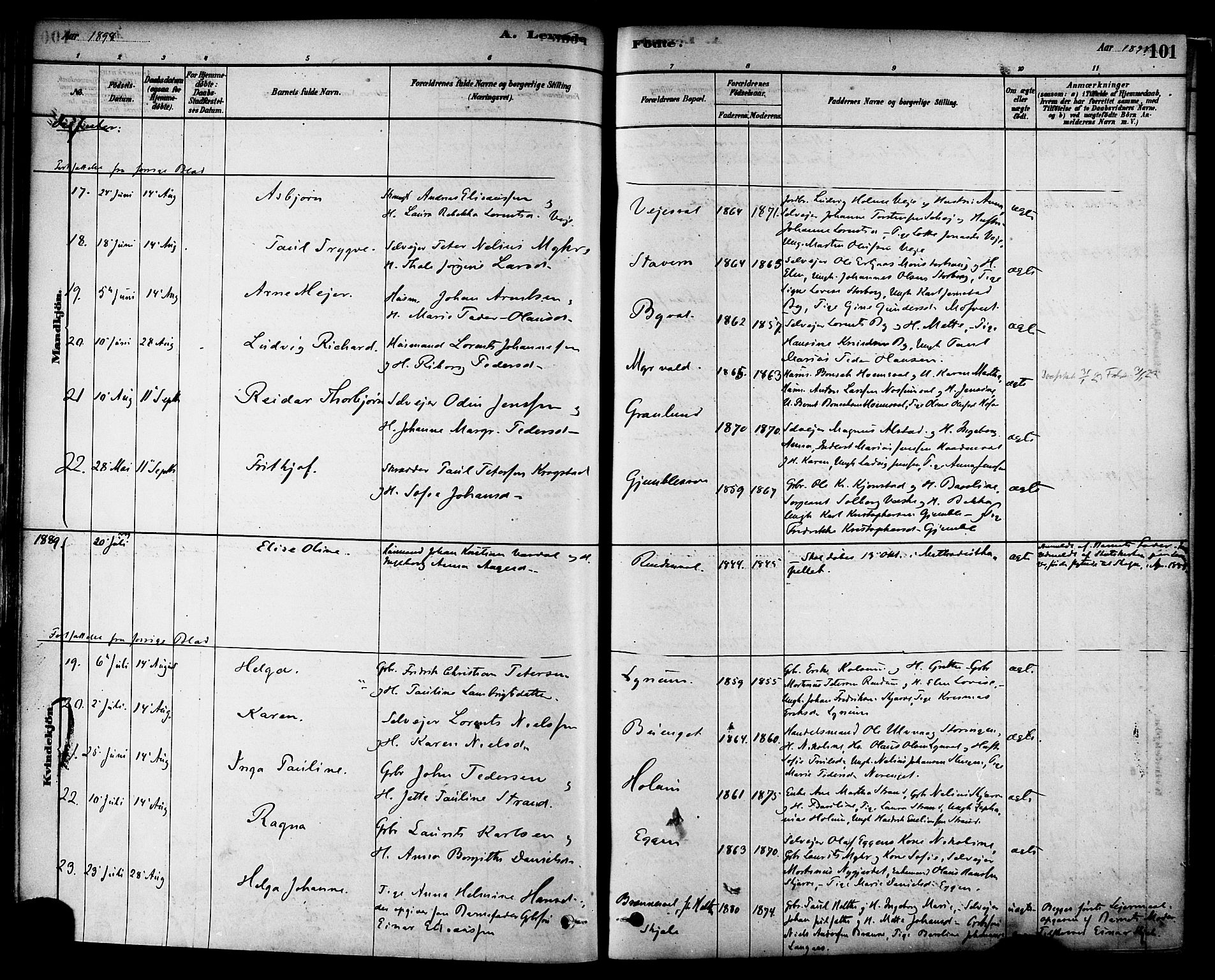 Ministerialprotokoller, klokkerbøker og fødselsregistre - Nord-Trøndelag, SAT/A-1458/717/L0159: Ministerialbok nr. 717A09, 1878-1898, s. 101