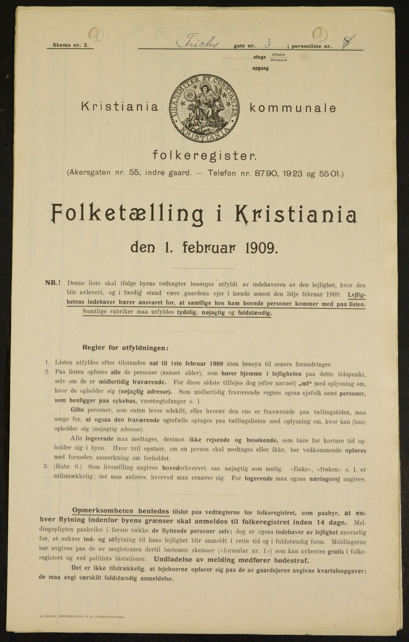 OBA, Kommunal folketelling 1.2.1909 for Kristiania kjøpstad, 1909, s. 24349