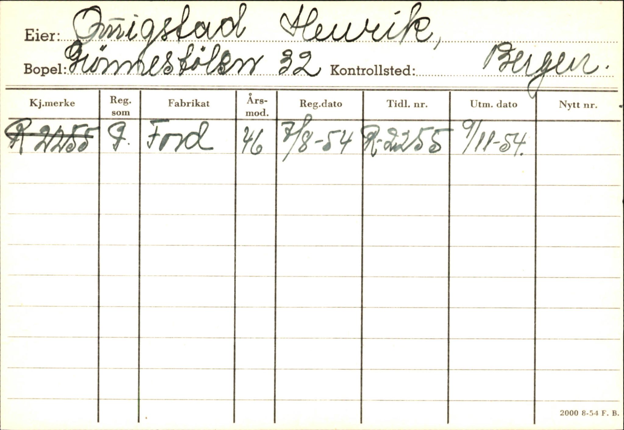 Statens vegvesen, Hordaland vegkontor, AV/SAB-A-5201/2/Ha/L0044: R-eierkort Q-R, 1920-1971, s. 7