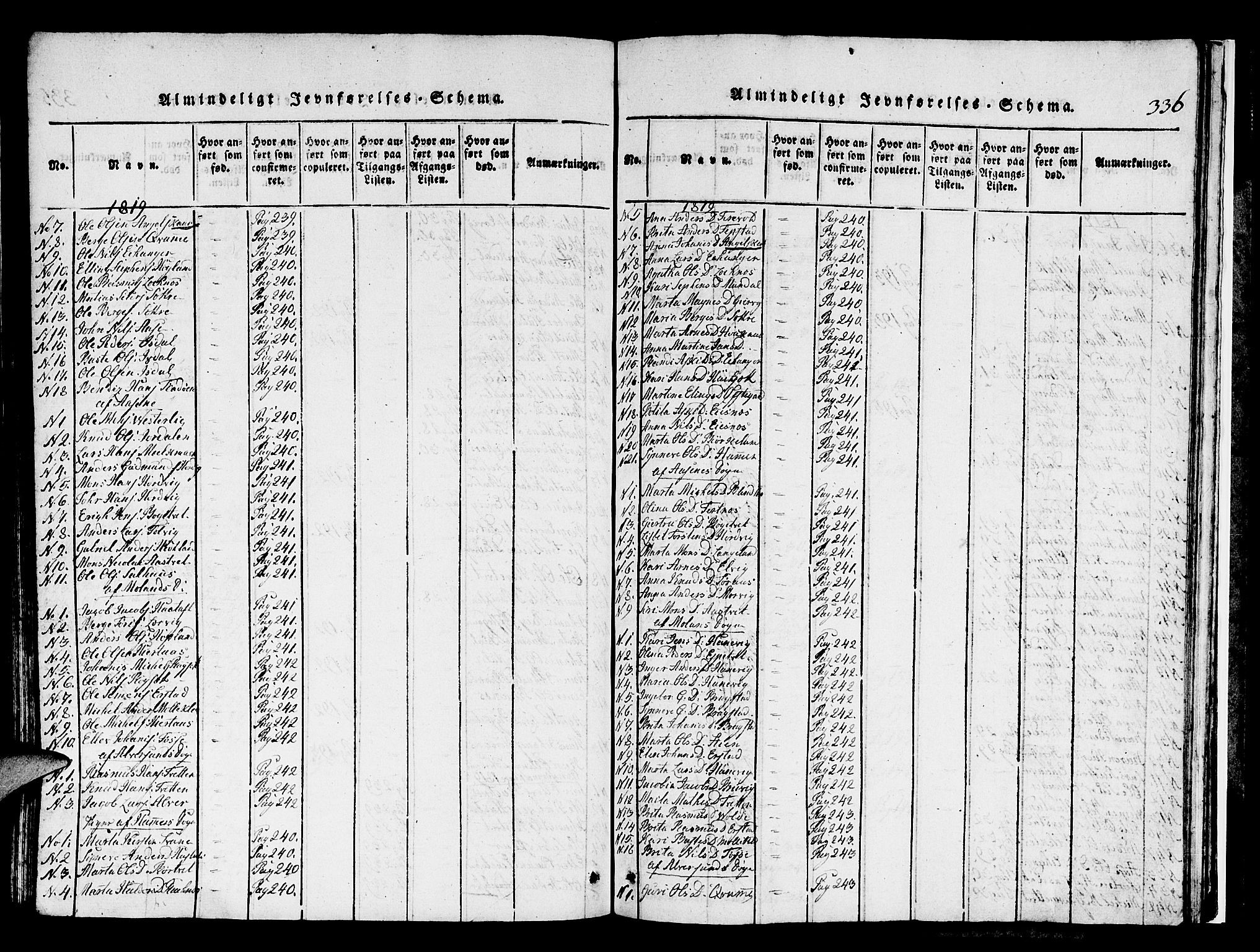 Hamre sokneprestembete, AV/SAB-A-75501/H/Ha/Hab: Klokkerbok nr. A 1, 1816-1826, s. 336