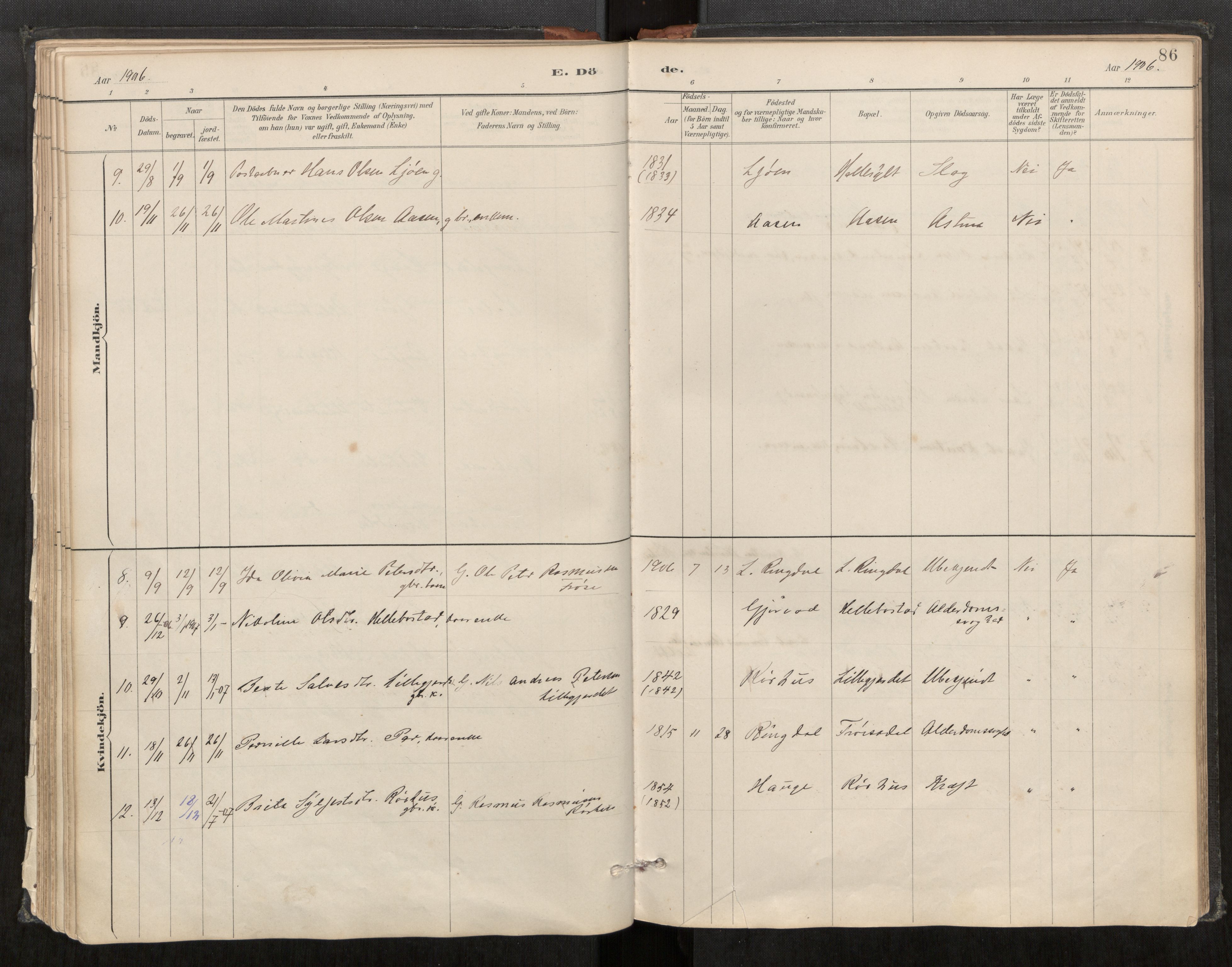 Sunnylven sokneprestkontor, AV/SAT-A-1007/H/Ha/Haa/L0003: Ministerialbok nr. 517A10, 1887-1915, s. 86