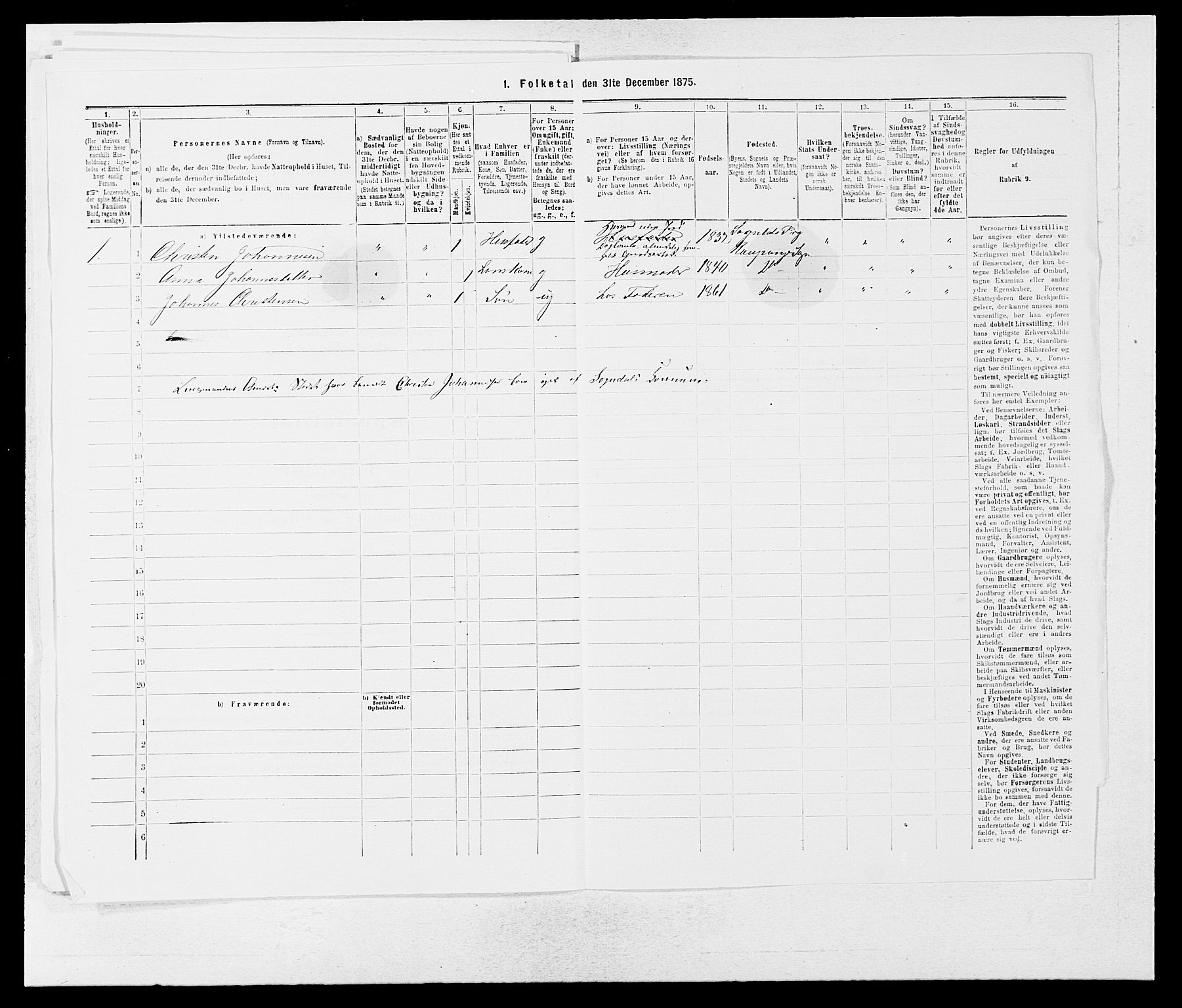 SAB, Folketelling 1875 for 1420P Sogndal prestegjeld, 1875, s. 127