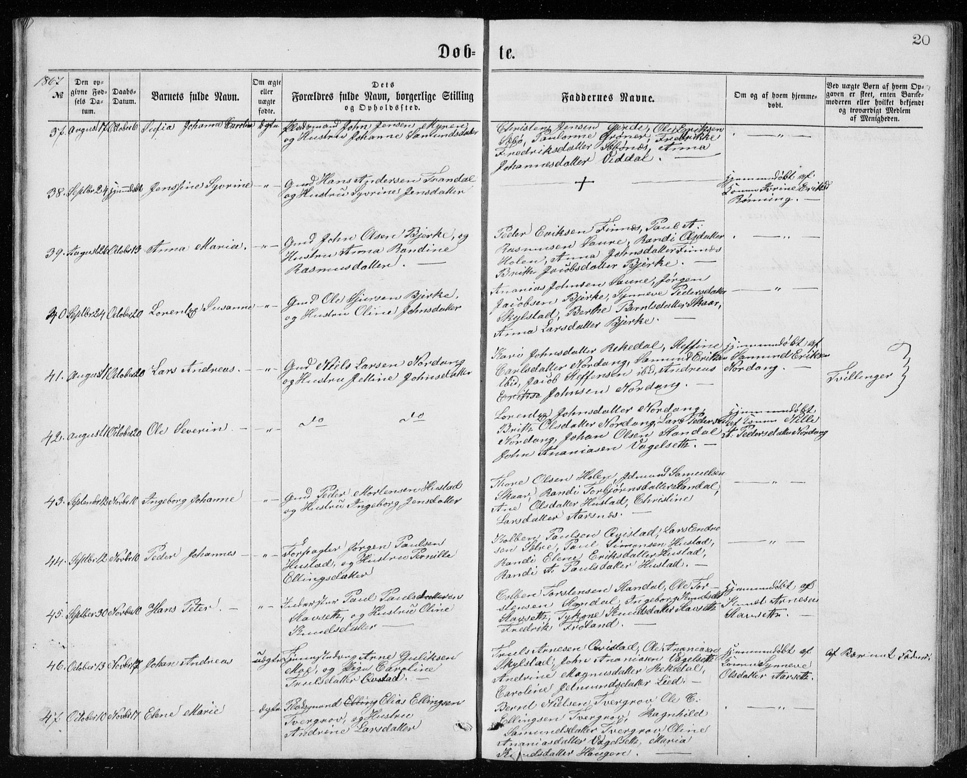 Ministerialprotokoller, klokkerbøker og fødselsregistre - Møre og Romsdal, AV/SAT-A-1454/515/L0214: Klokkerbok nr. 515C01, 1865-1883, s. 20