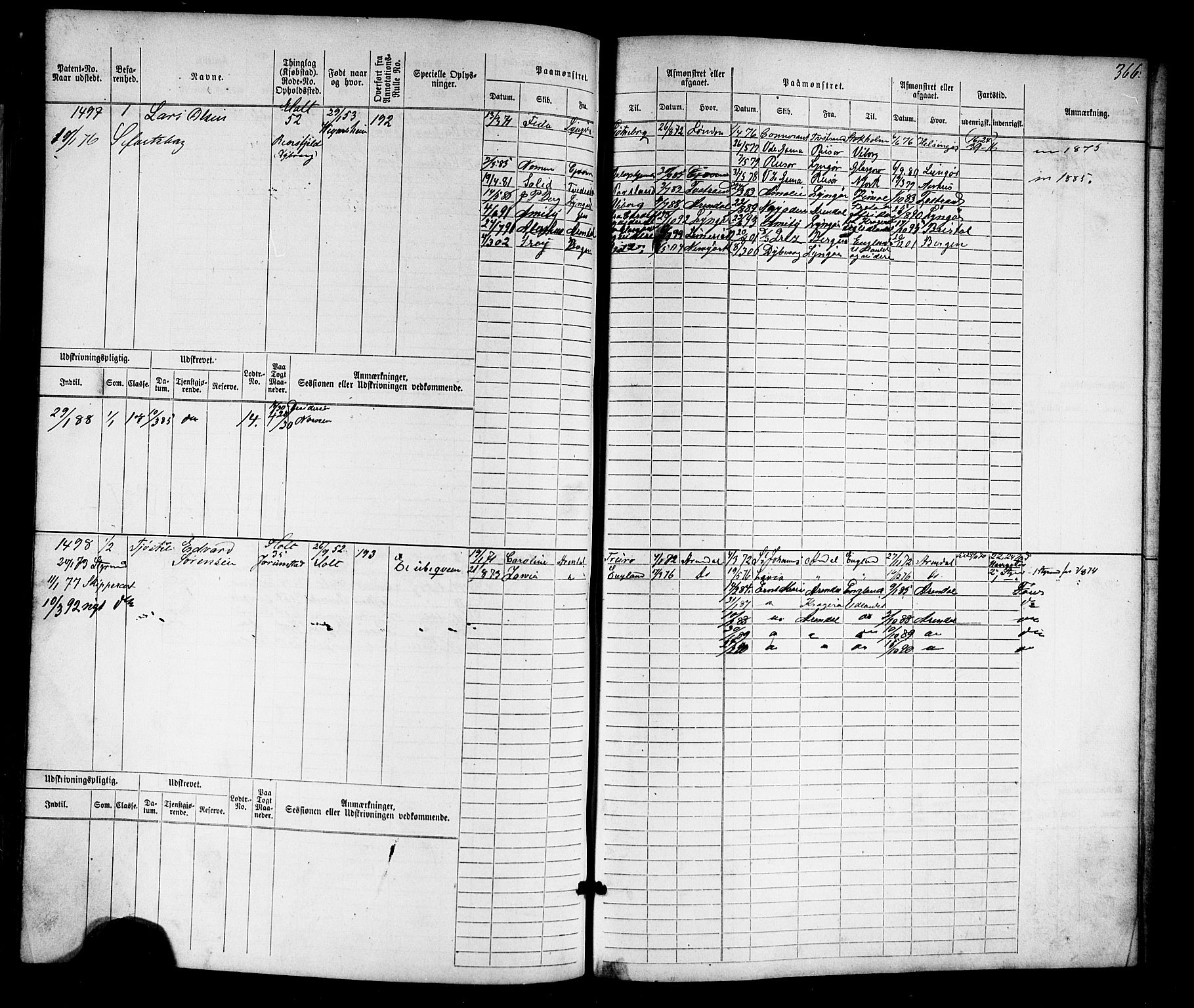 Tvedestrand mønstringskrets, AV/SAK-2031-0011/F/Fb/L0016: Hovedrulle nr 767-1532, U-32, 1869-1910, s. 378