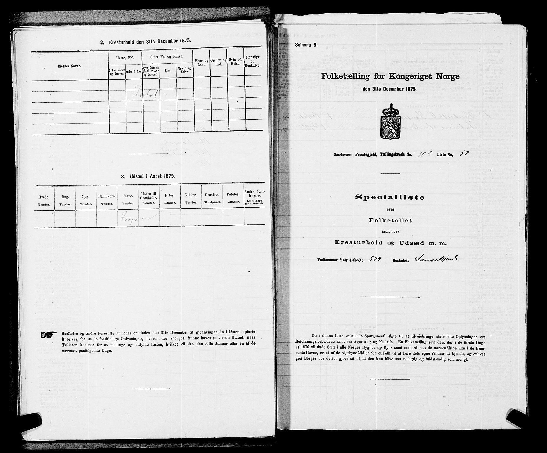 SAKO, Folketelling 1875 for 0629P Sandsvær prestegjeld, 1875, s. 1700