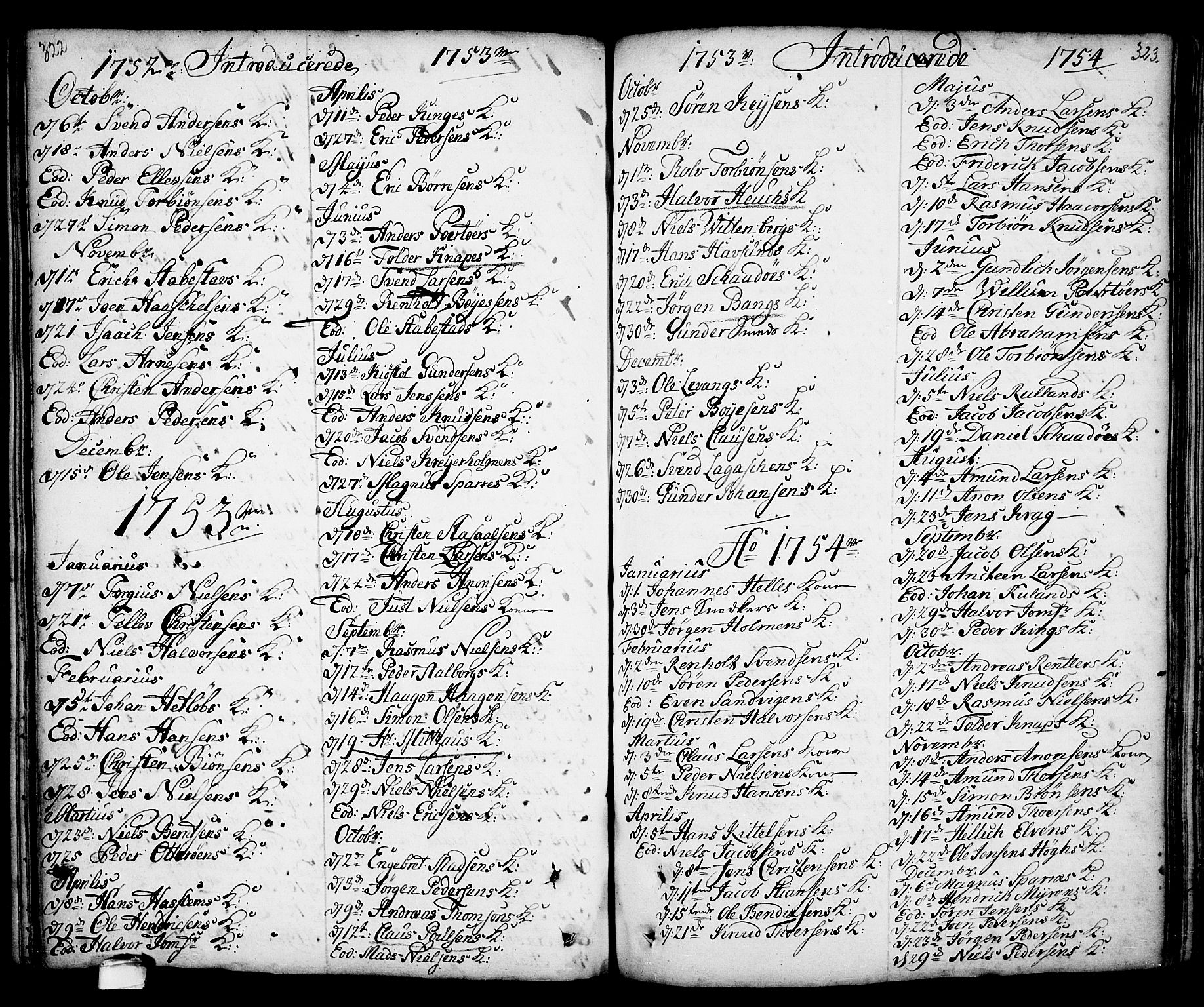 Kragerø kirkebøker, AV/SAKO-A-278/F/Fa/L0001: Ministerialbok nr. 1, 1702-1766, s. 322-323