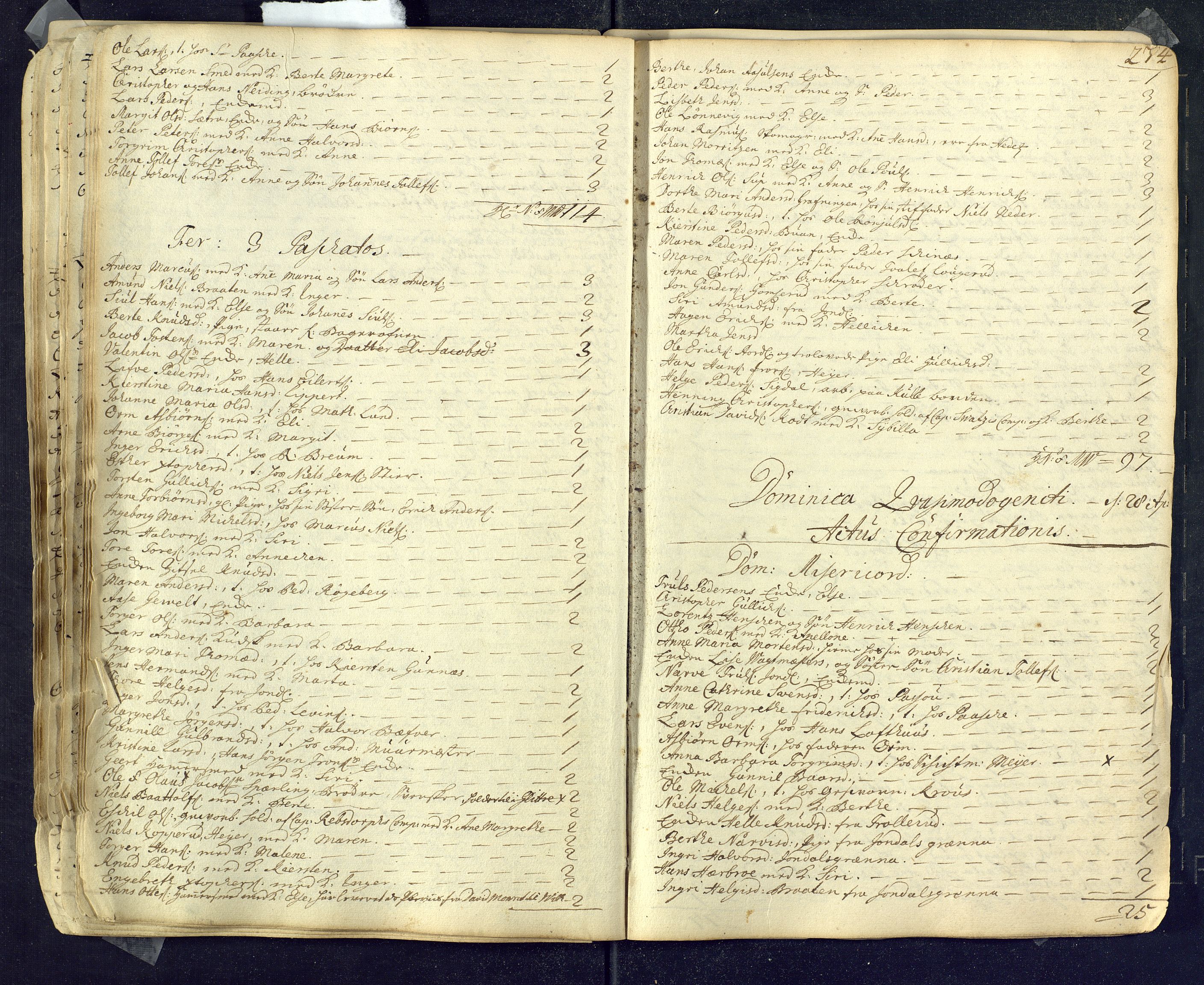 Kongsberg kirkebøker, SAKO/A-22/M/Ma/L0001: Kommunikantprotokoll nr. 1, 1731-1739, s. 274