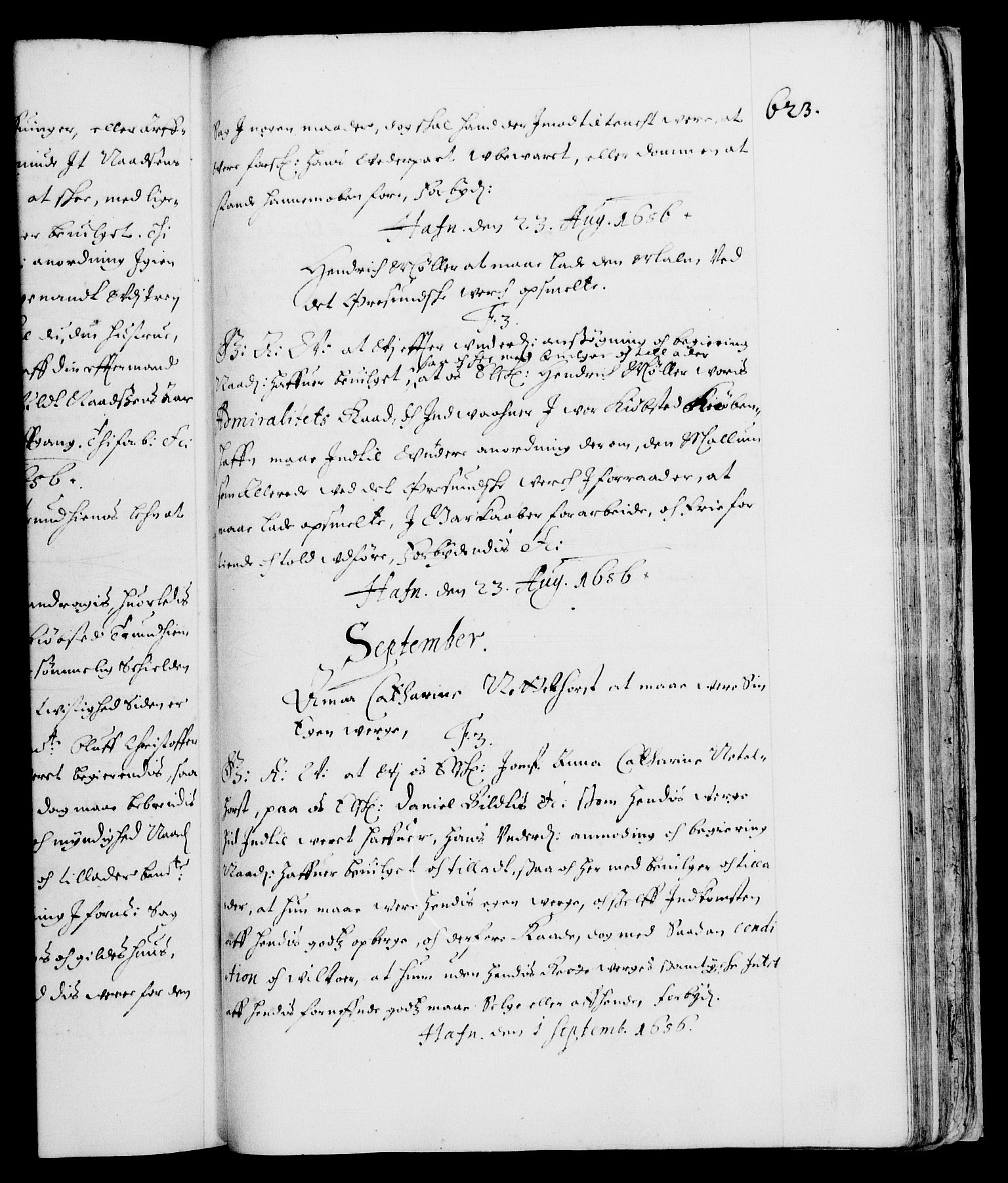 Danske Kanselli 1572-1799, RA/EA-3023/F/Fc/Fca/Fcaa/L0008: Norske registre (mikrofilm), 1651-1656, s. 623a