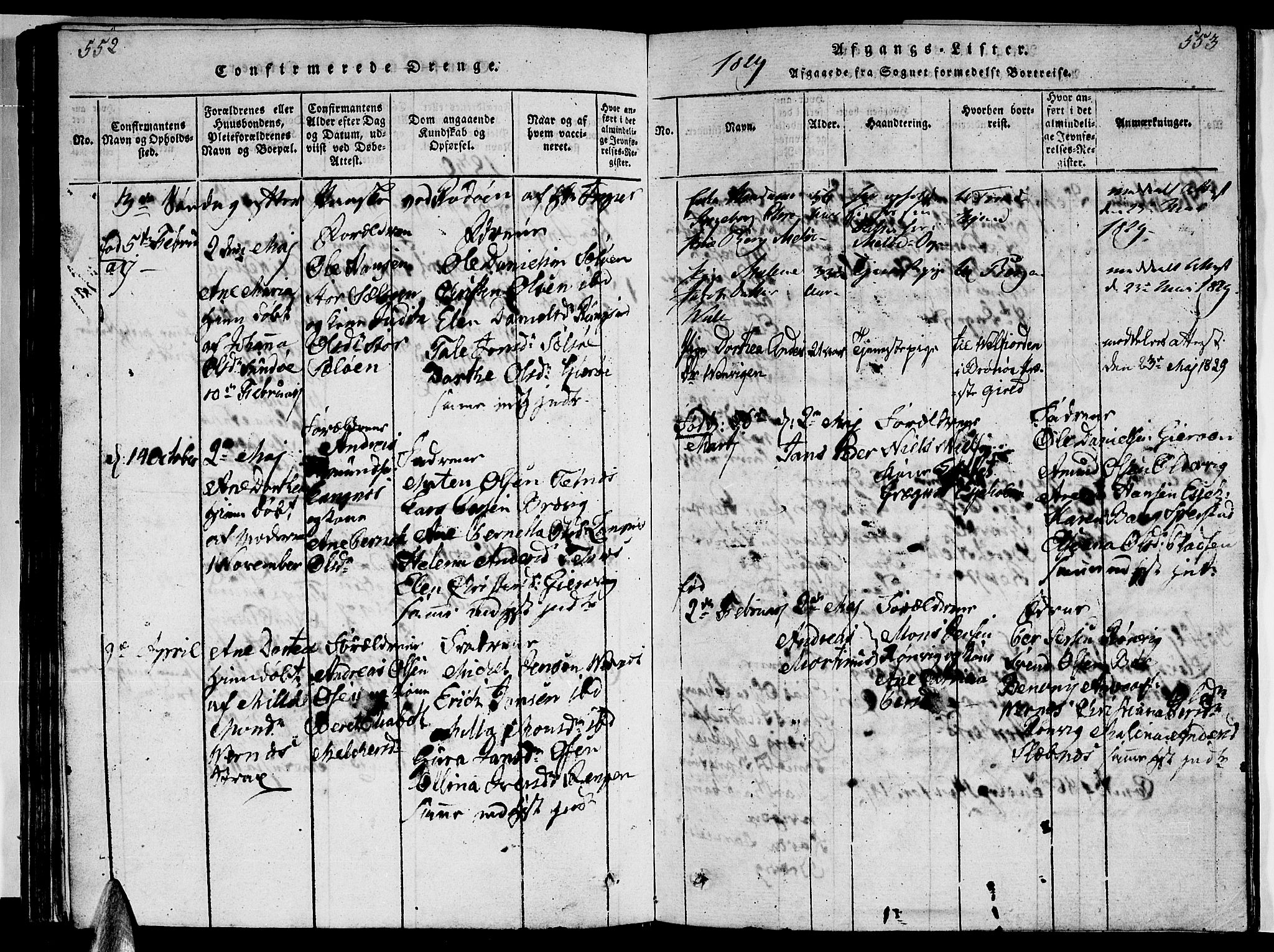 Ministerialprotokoller, klokkerbøker og fødselsregistre - Nordland, AV/SAT-A-1459/841/L0616: Klokkerbok nr. 841C01 /1, 1820-1832, s. 552-553