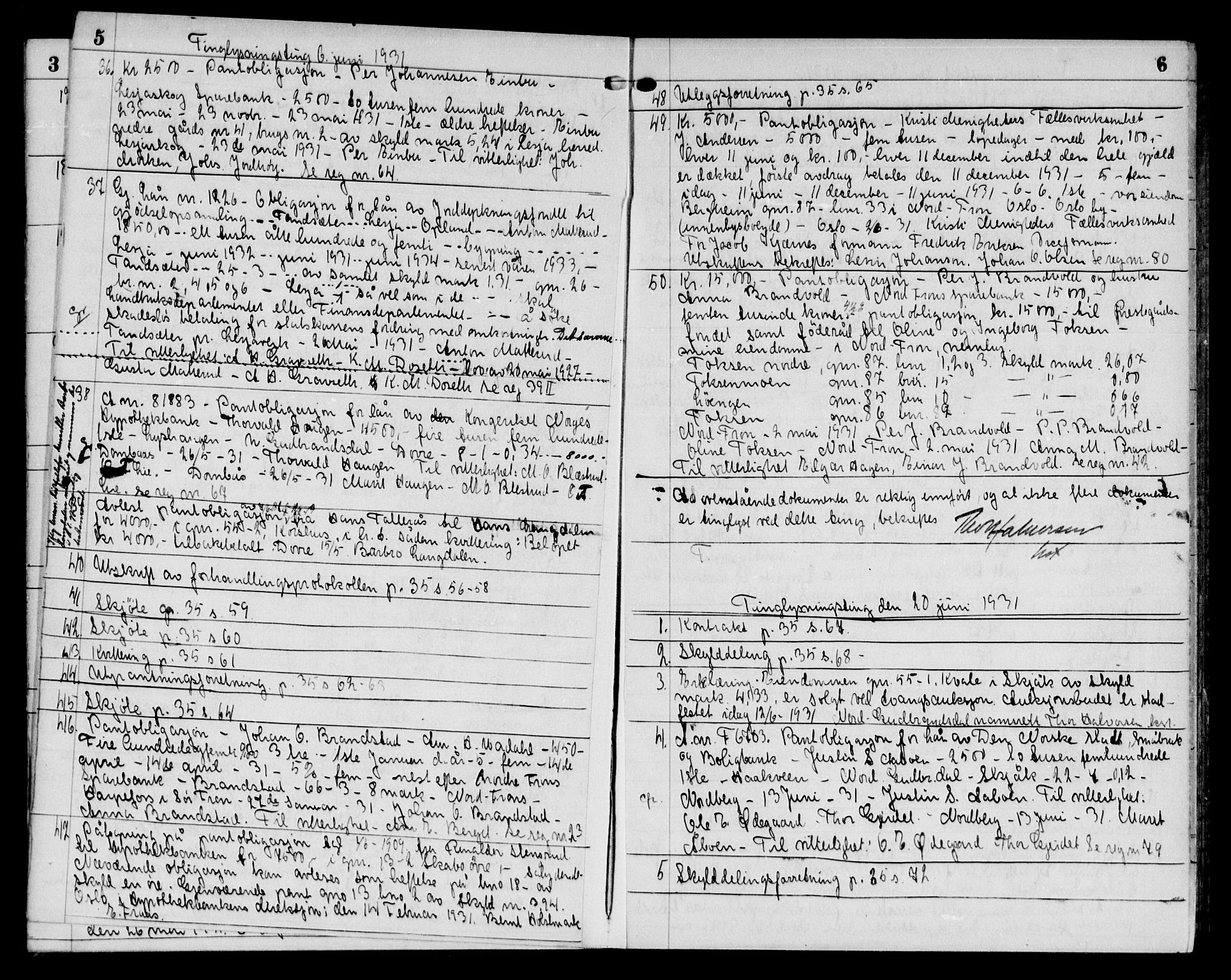 Nord-Gudbrandsdal tingrett, AV/SAH-TING-002/H/Hb/Hba/L0036: Pantebok nr. 36, 1931-1934, s. 5-6