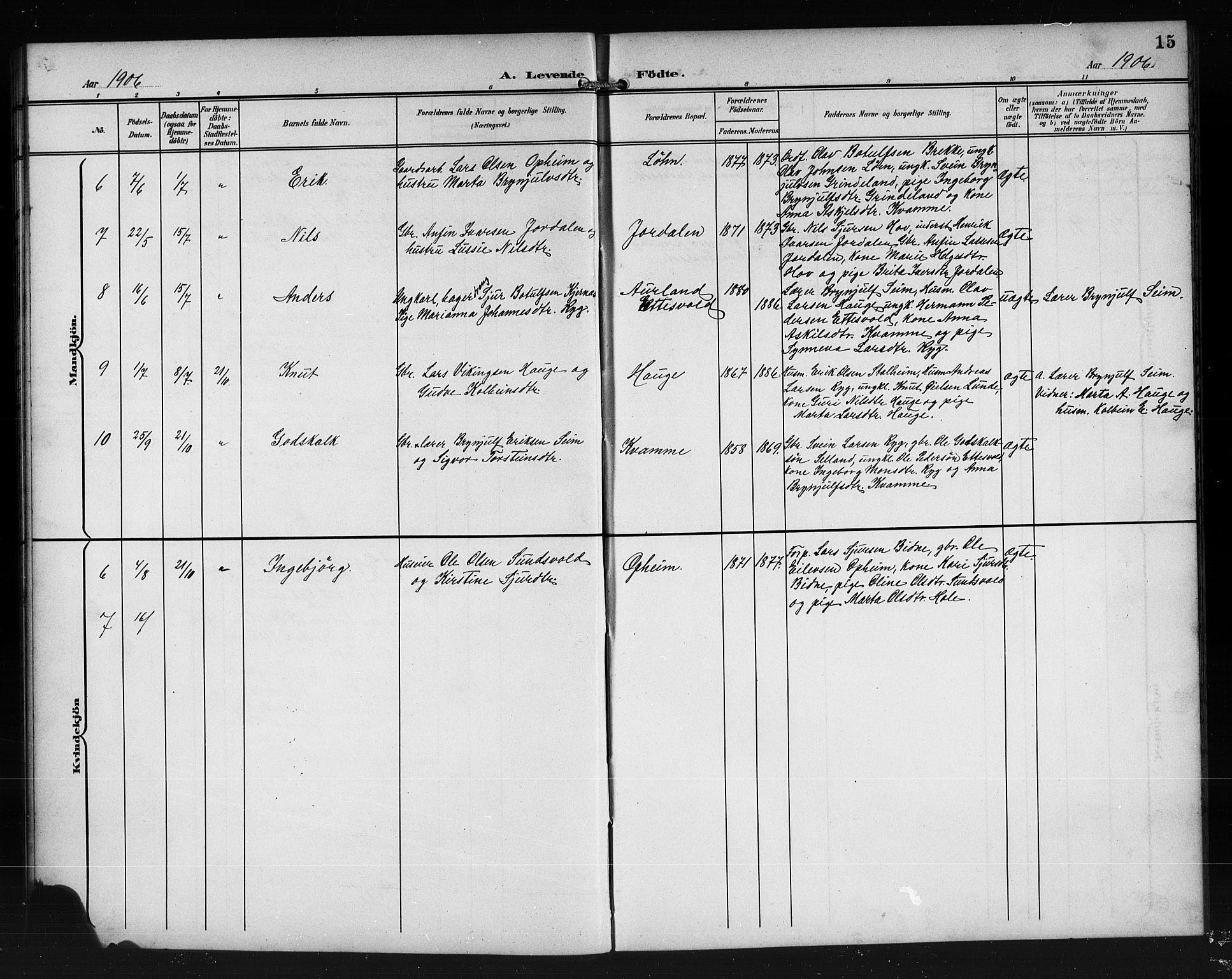 Vossestrand Sokneprestembete, AV/SAB-A-79101/H/Hab: Klokkerbok nr. A 3, 1900-1918, s. 15