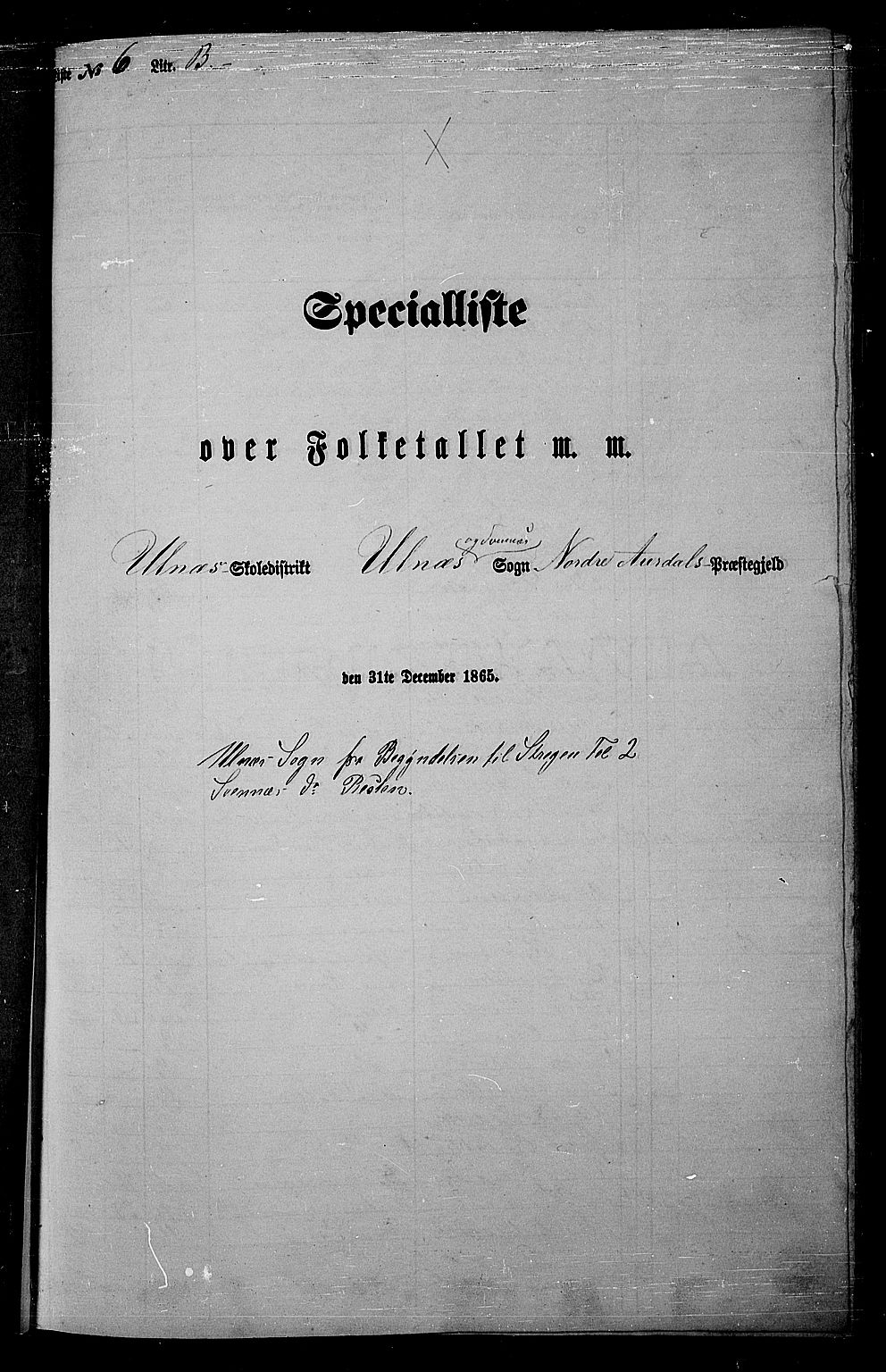 RA, Folketelling 1865 for 0542P Nord-Aurdal prestegjeld, 1865, s. 122