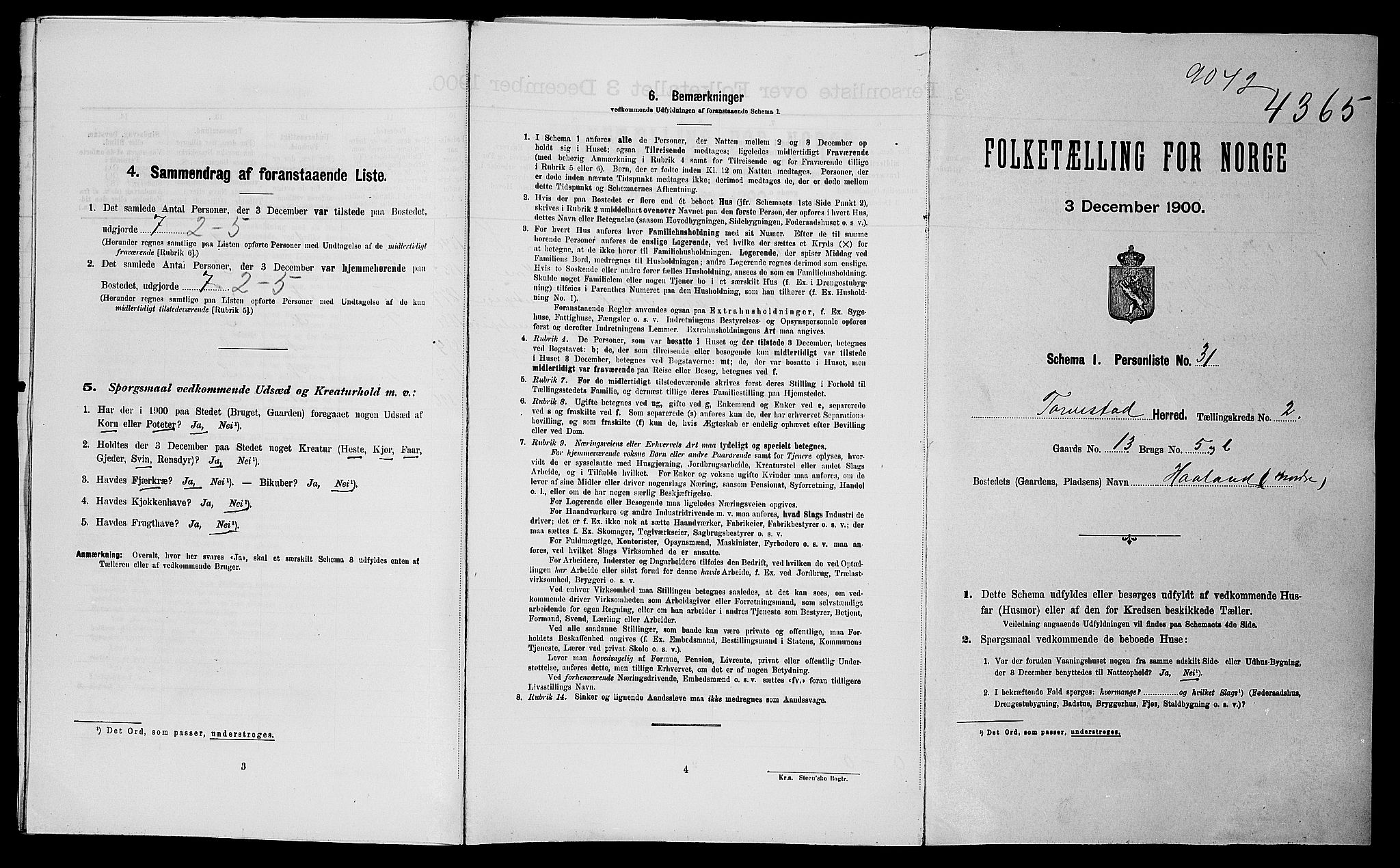 SAST, Folketelling 1900 for 1152 Torvastad herred, 1900, s. 35