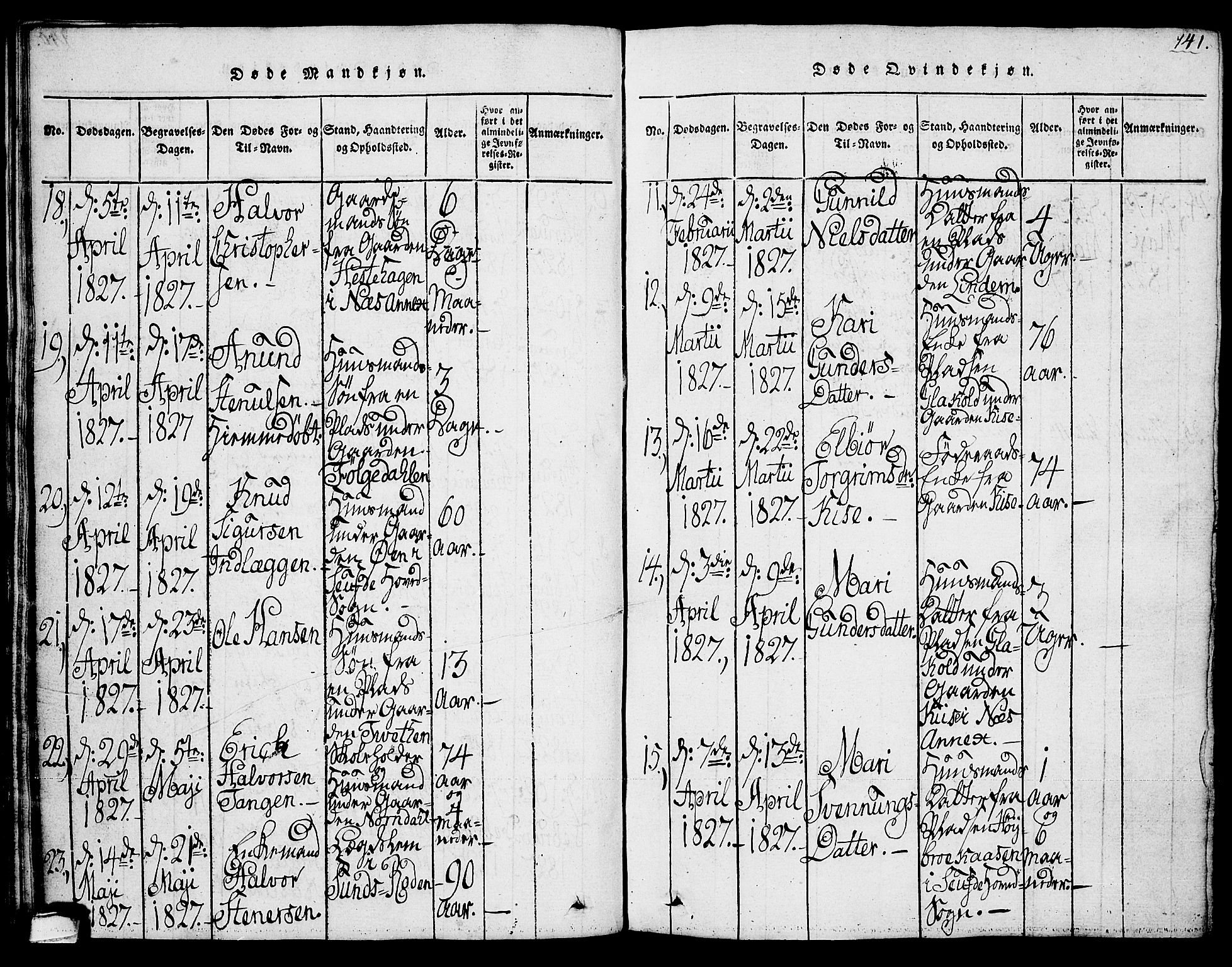 Sauherad kirkebøker, AV/SAKO-A-298/G/Ga/L0001: Klokkerbok nr. I 1, 1815-1827, s. 141