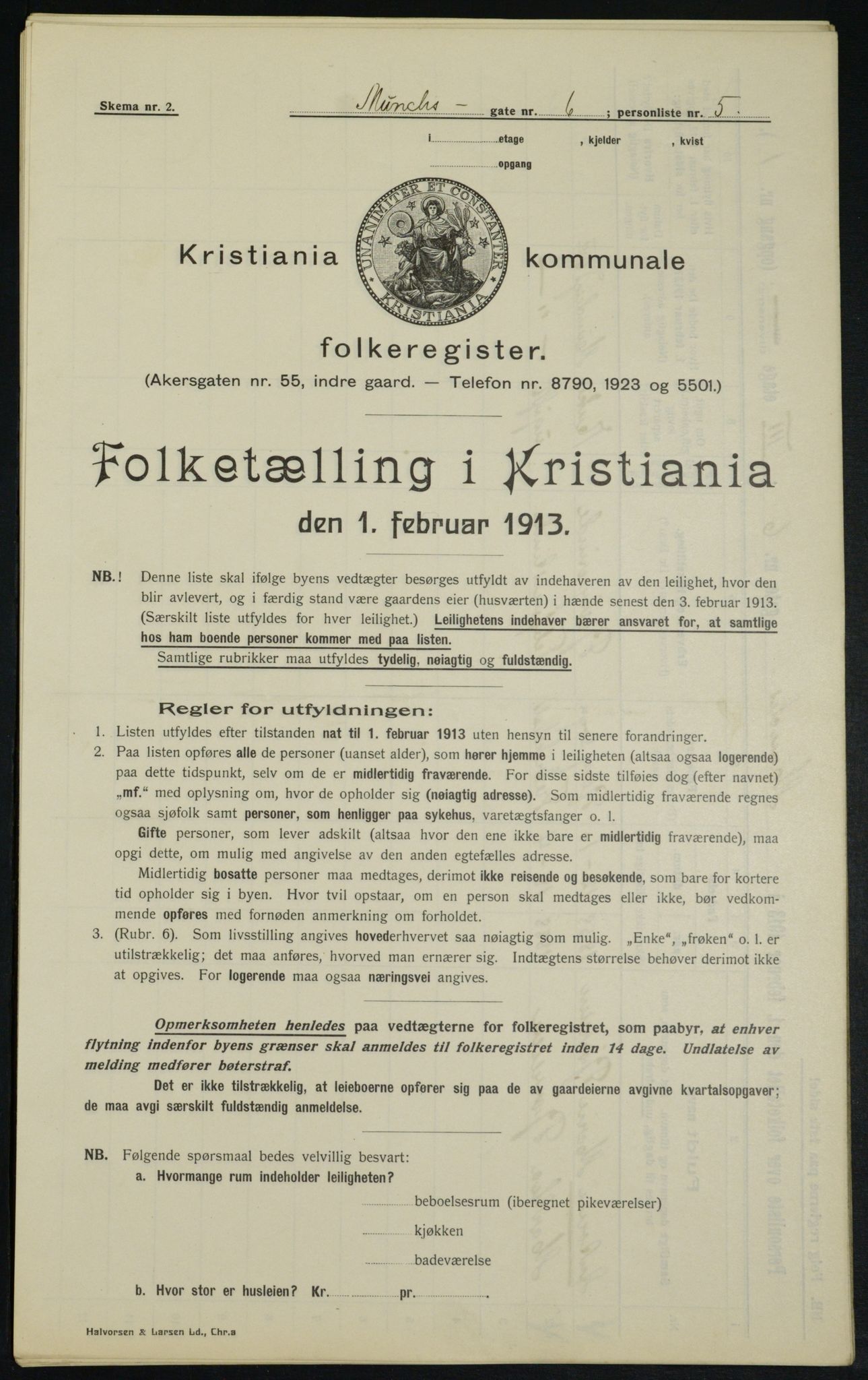 OBA, Kommunal folketelling 1.2.1913 for Kristiania, 1913, s. 66568