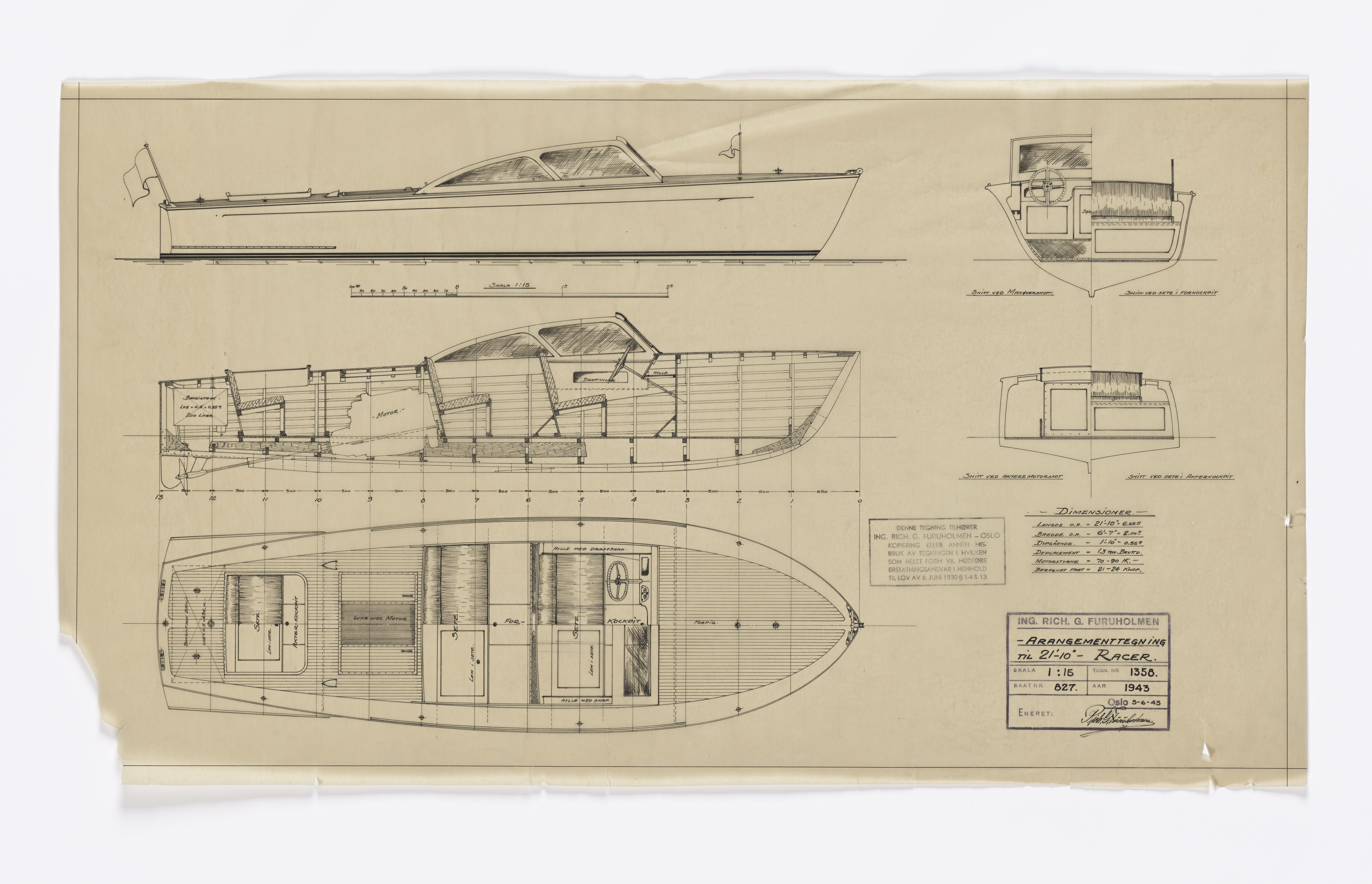 Furuholmen & Scheen, AFM/OM-1003/T/Ta/L0017/0001: Racer / Furuholmen, 1934-1954