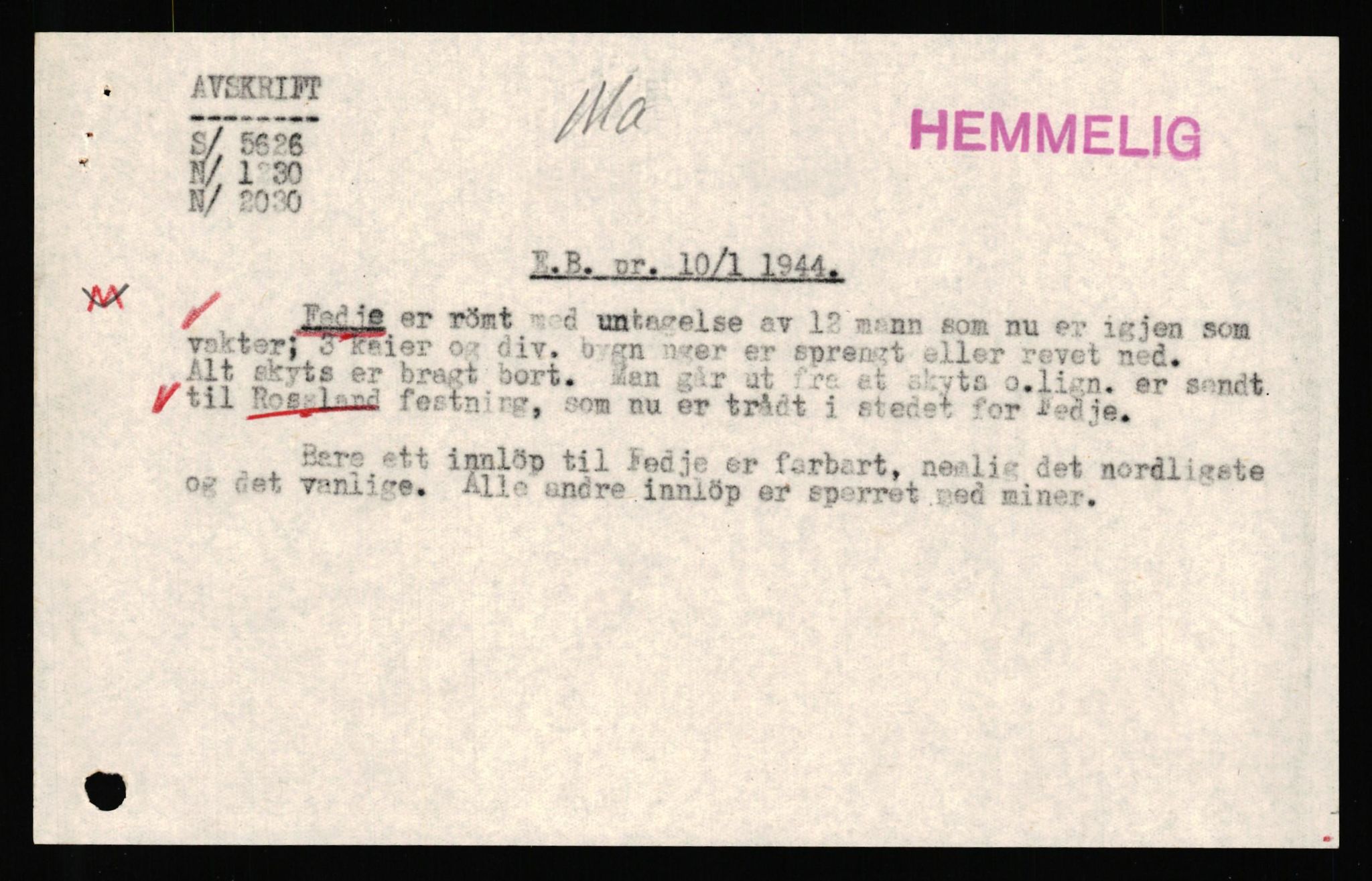 Forsvaret, Forsvarets overkommando II, RA/RAFA-3915/D/Dd/L0008: Minefields. Prohibited Areas. Airfields, 1944, s. 77