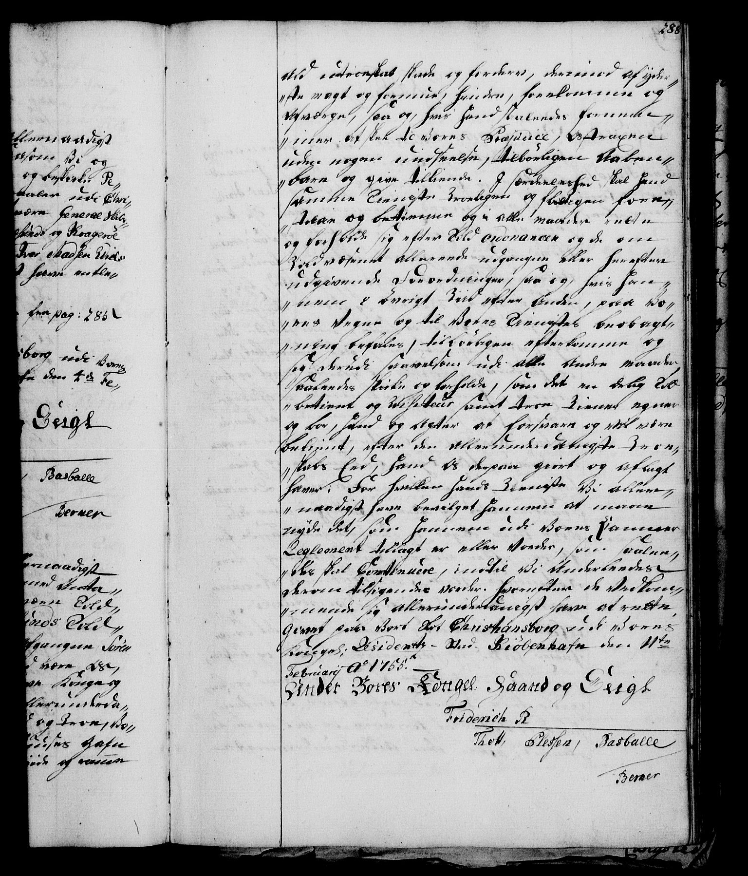 Rentekammeret, Kammerkanselliet, RA/EA-3111/G/Gg/Gge/L0003: Norsk bestallingsprotokoll med register (merket RK 53.27), 1745-1761, s. 288