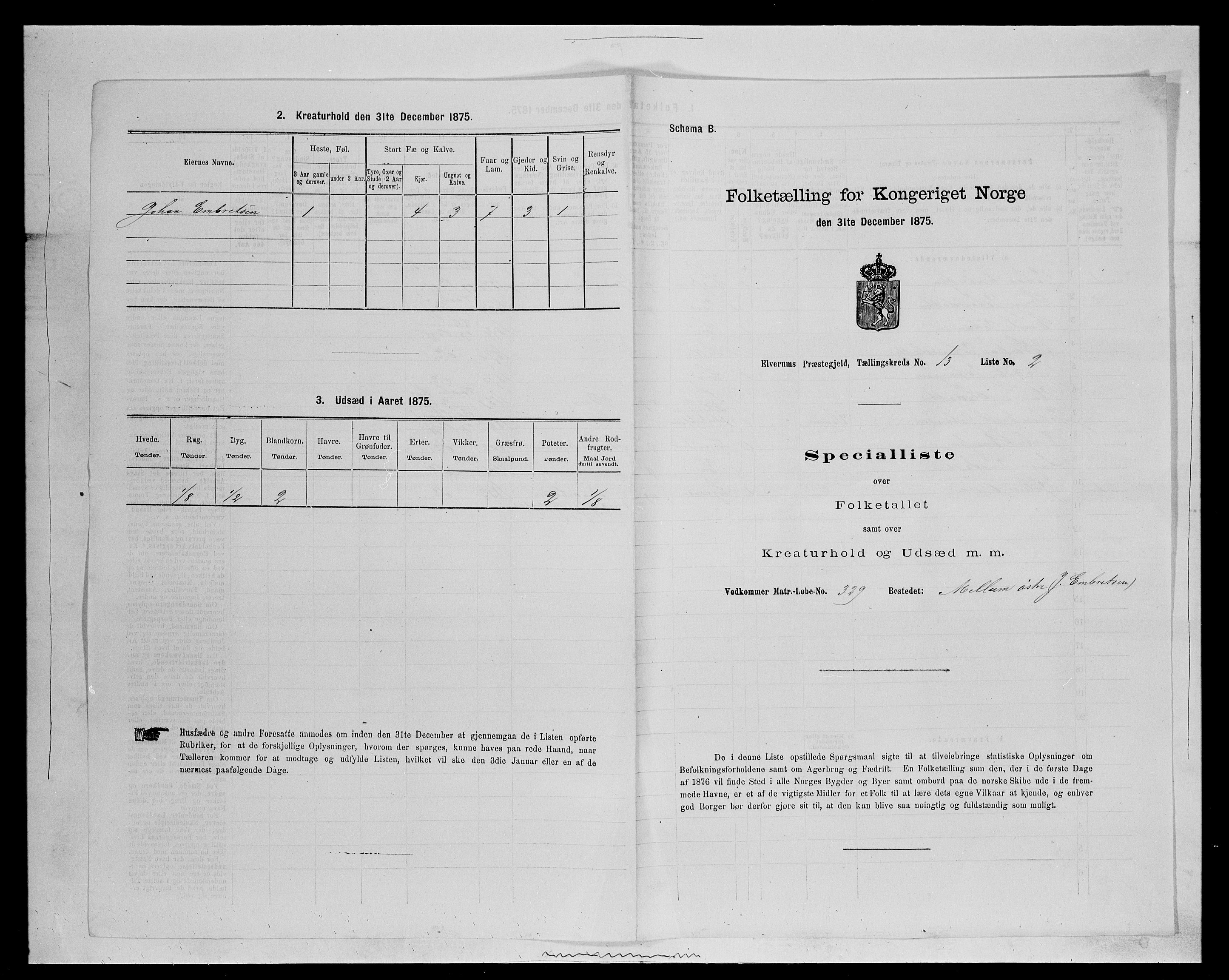 SAH, Folketelling 1875 for 0427P Elverum prestegjeld, 1875, s. 2492