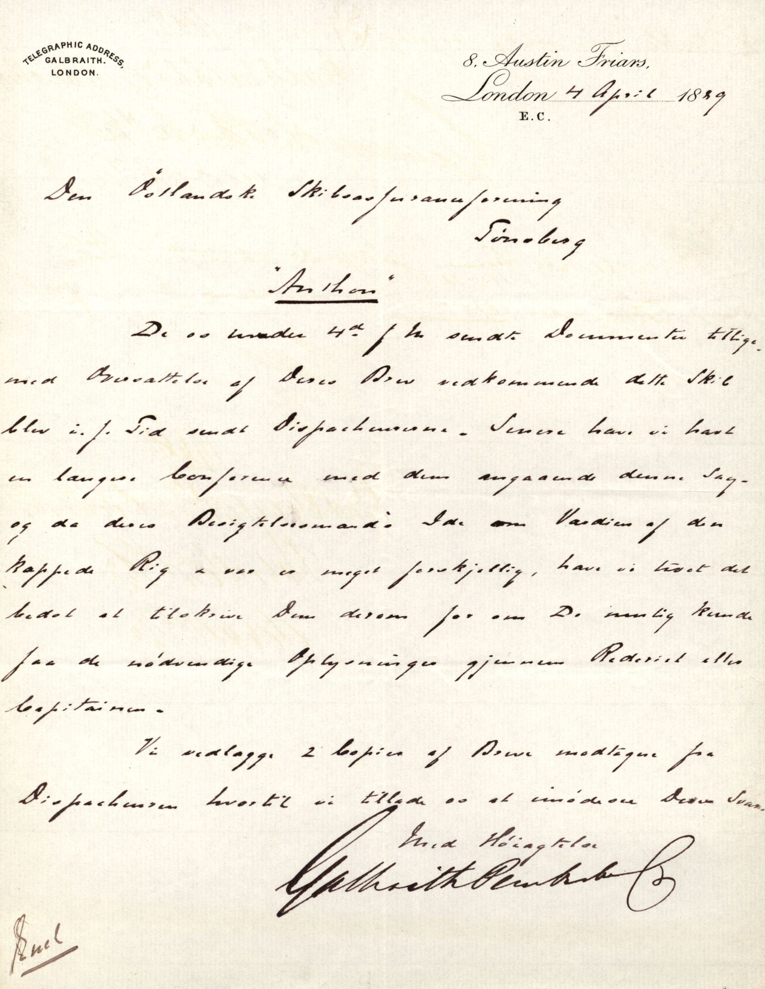 Pa 63 - Østlandske skibsassuranceforening, VEMU/A-1079/G/Ga/L0020/0003: Havaridokumenter / Anton, Diamant, Templar, Finn, Eliezer, Arctic, 1887, s. 47