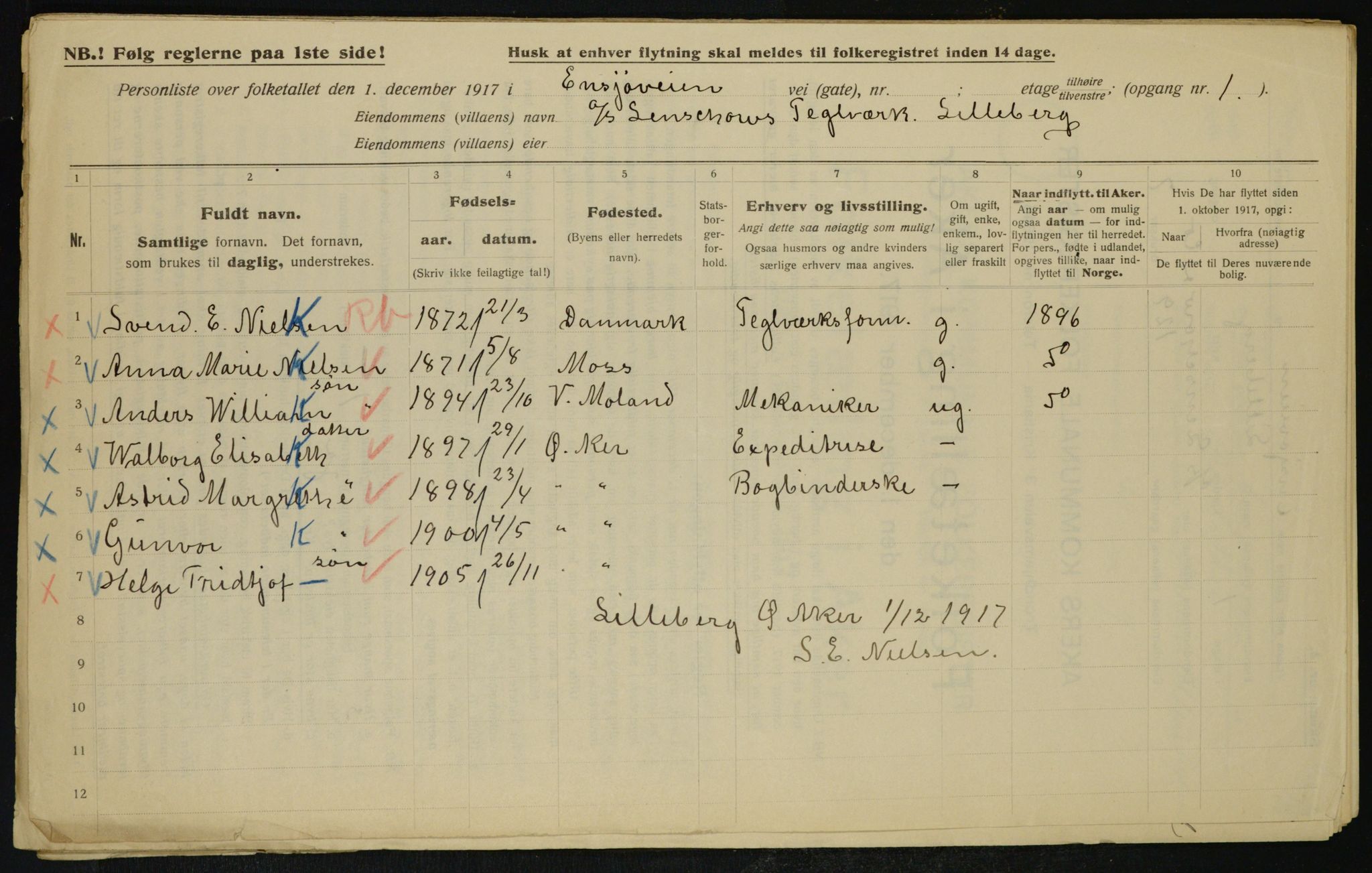 OBA, Kommunal folketelling 1.12.1917 for Aker, 1917, s. 27541