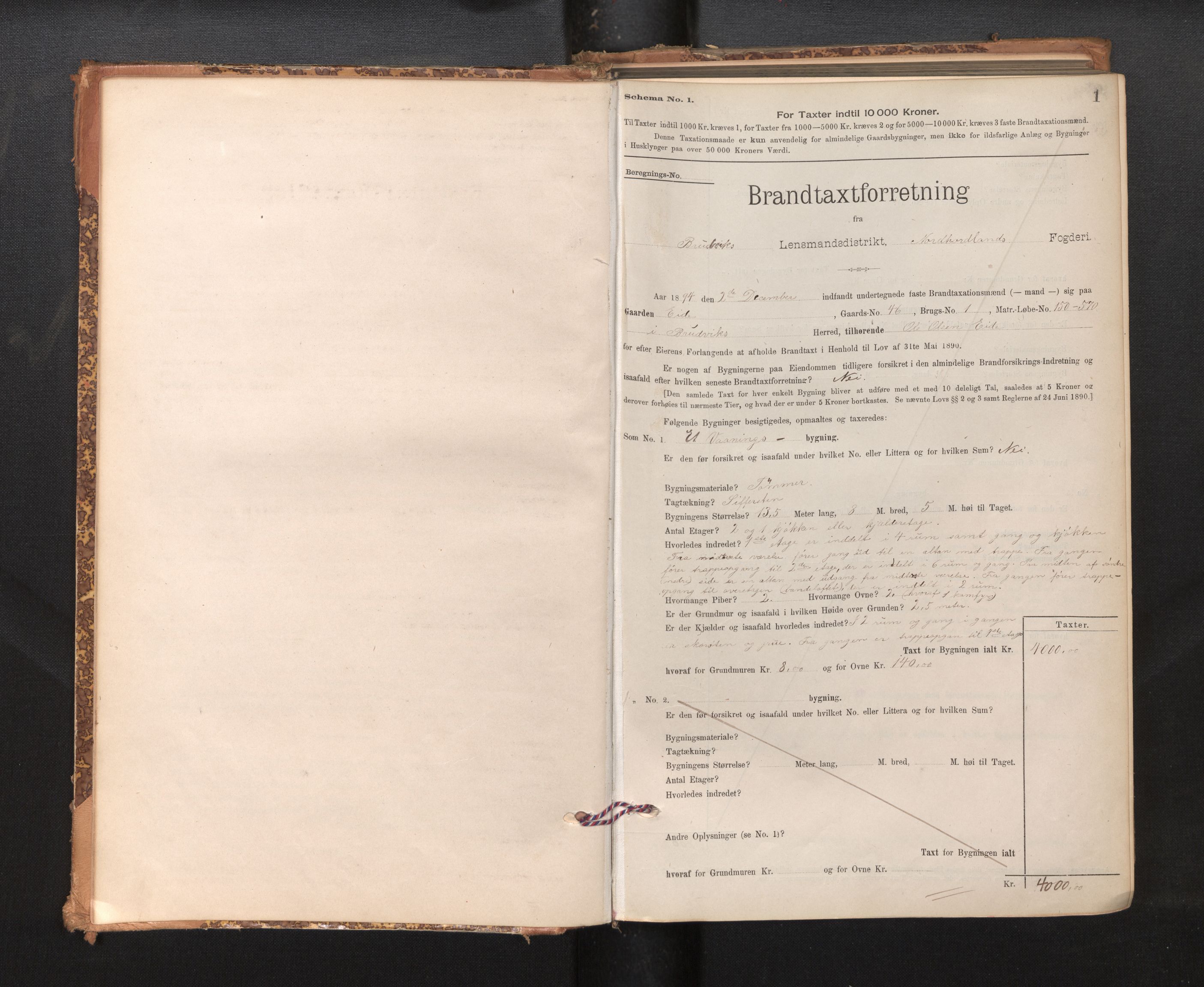 Lensmannen i Bruvik, AV/SAB-A-31301/0012/L0006: Branntakstprotokoll, skjematakst, 1894-1906, s. 1