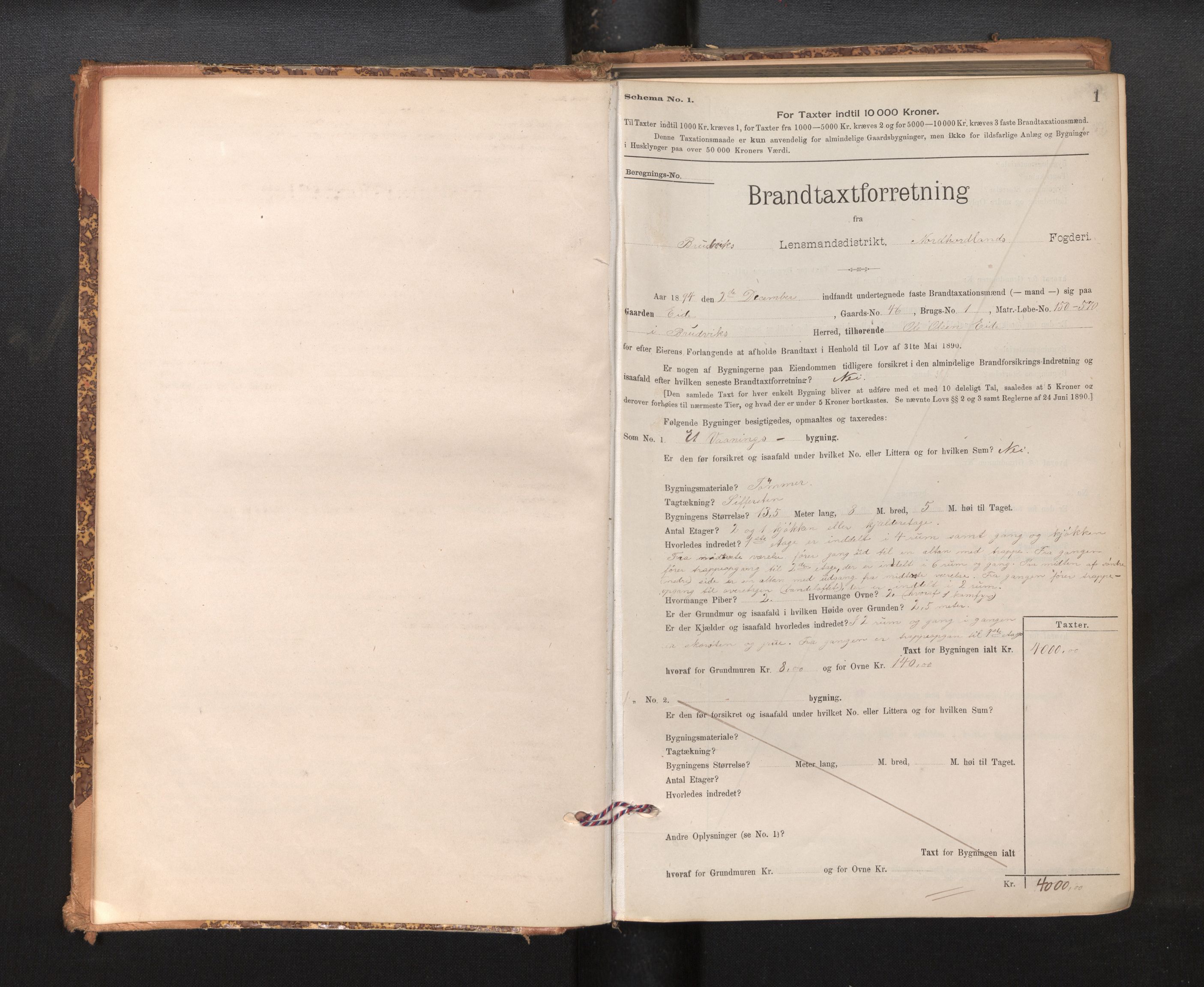 Lensmannen i Bruvik, SAB/A-31301/0012/L0006: Branntakstprotokoll, skjematakst, 1894-1906, s. 1
