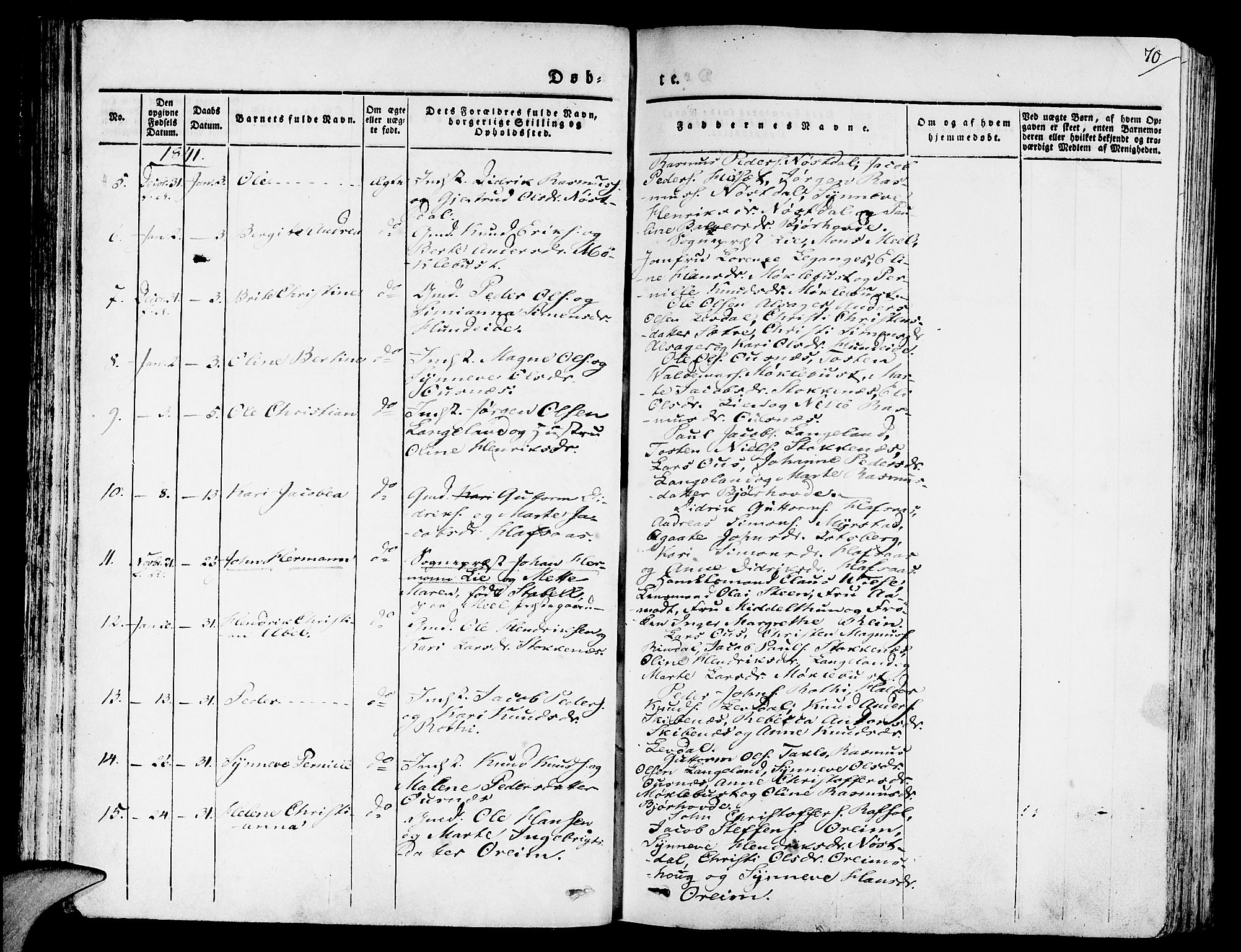 Eid sokneprestembete, AV/SAB-A-82301/H/Haa/Haaa/L0006: Ministerialbok nr. A 6, 1831-1843, s. 70