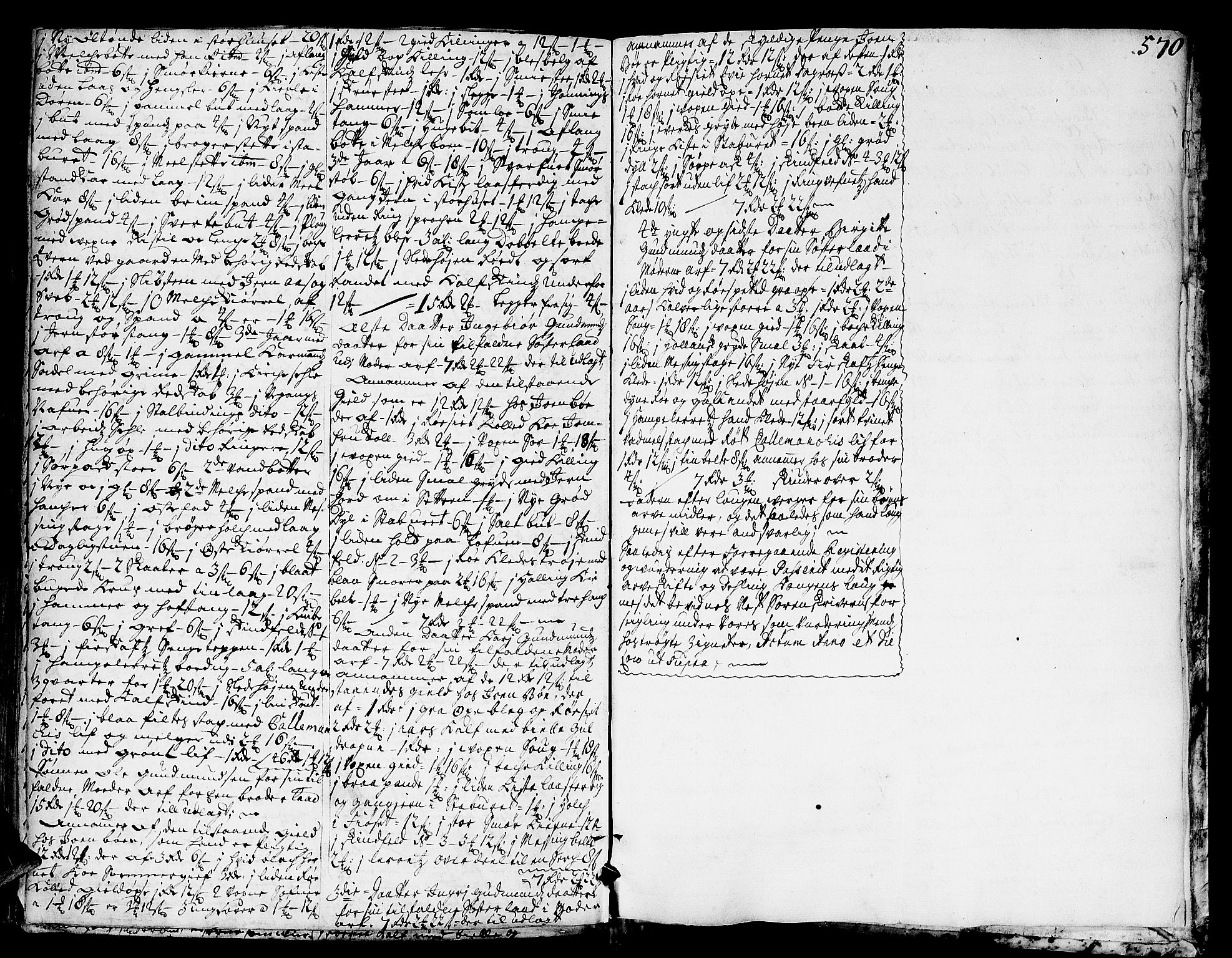 Hadeland, Land og Valdres sorenskriveri, SAH/TING-028/J/Ja/L0004: Skifteprotokoll, 1704-1709, s. 569b-570a