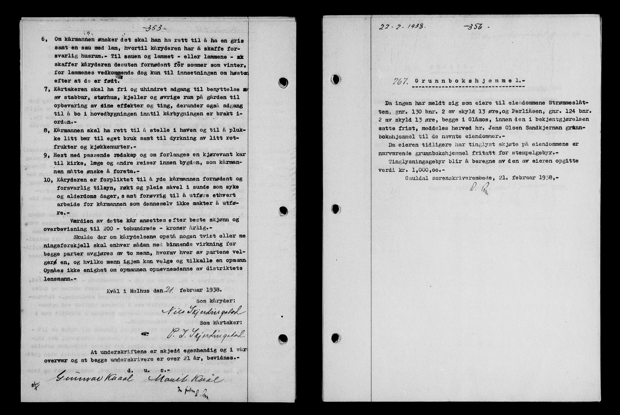 Gauldal sorenskriveri, SAT/A-0014/1/2/2C/L0048: Pantebok nr. 51-52, 1937-1938, s. 353, Dagboknr: 267/1938