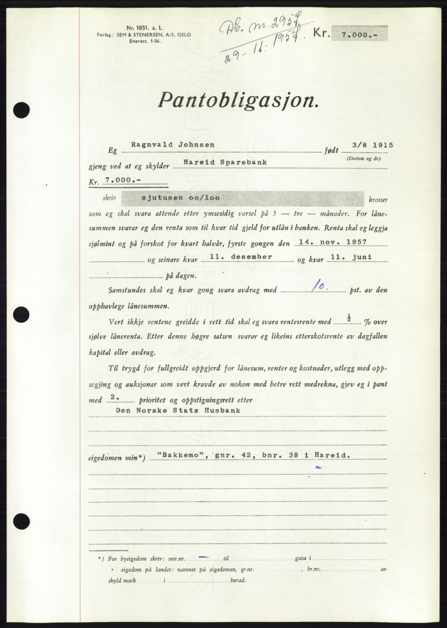 Søre Sunnmøre sorenskriveri, AV/SAT-A-4122/1/2/2C/L0130: Pantebok nr. 18B, 1957-1958, Dagboknr: 2957/1957