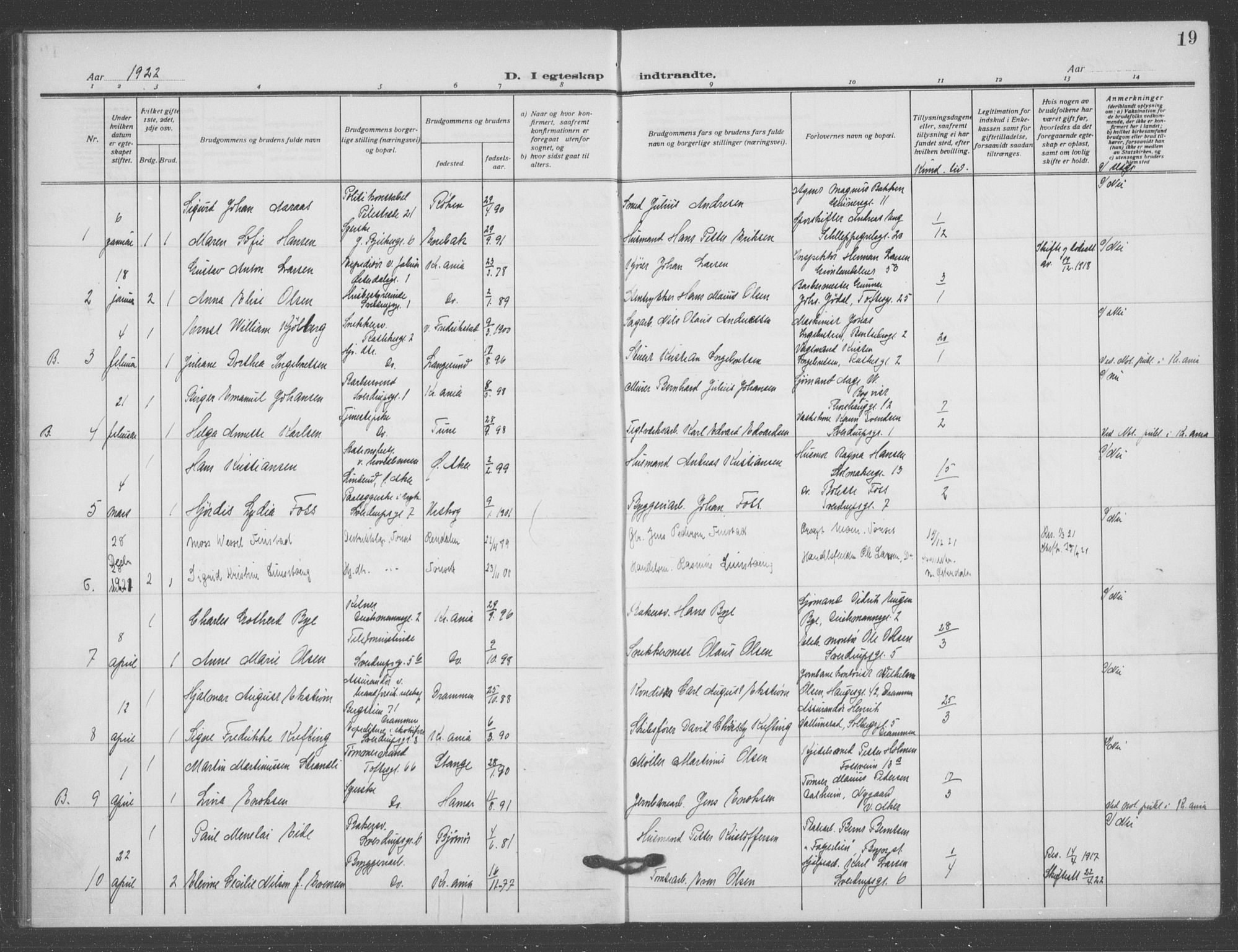 Matteus prestekontor Kirkebøker, AV/SAO-A-10870/F/Fa/L0003: Ministerialbok nr. 3, 1917-1938, s. 19