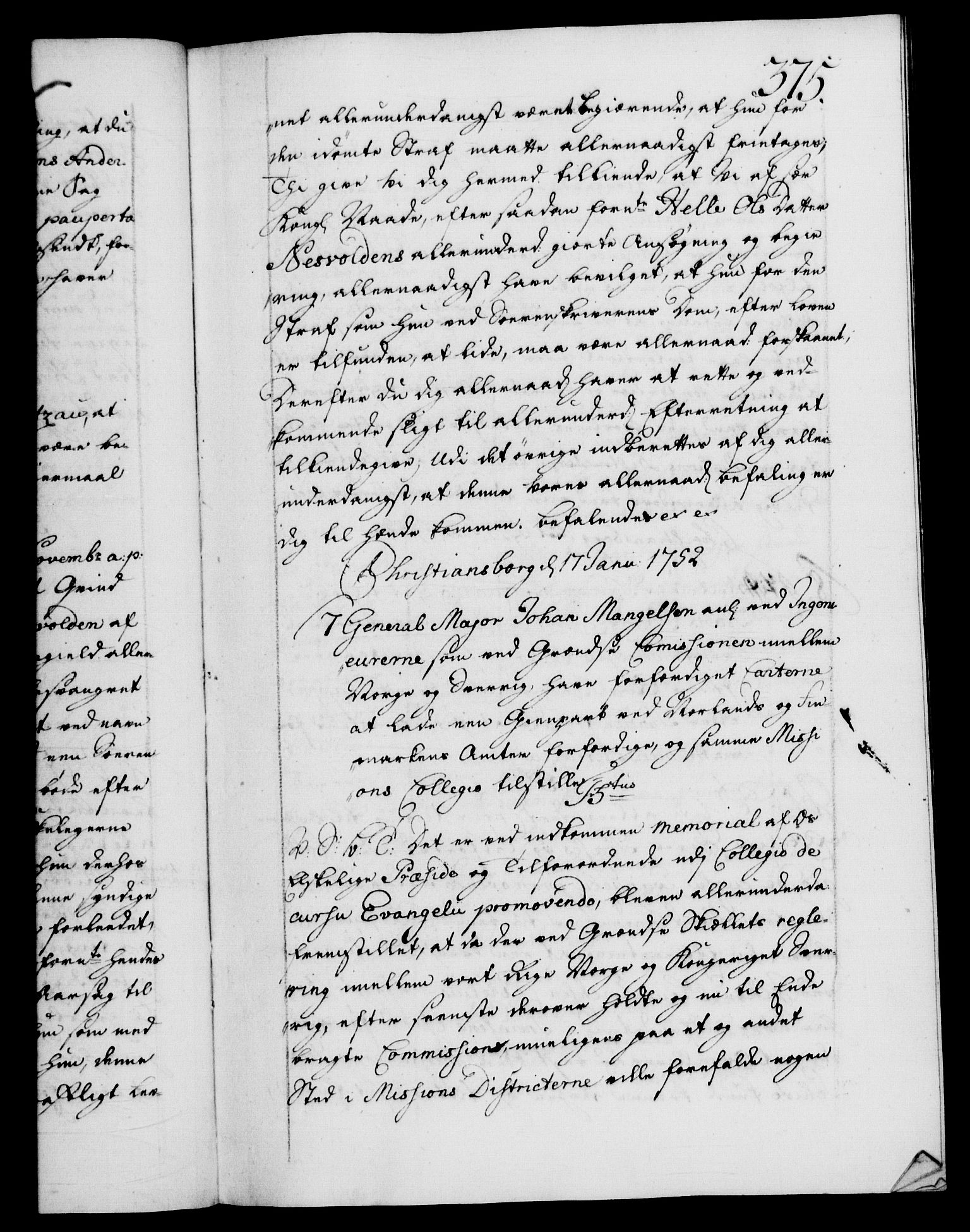 Danske Kanselli 1572-1799, AV/RA-EA-3023/F/Fc/Fca/Fcab/L0033: Norske tegnelser, 1751-1752, s. 375a