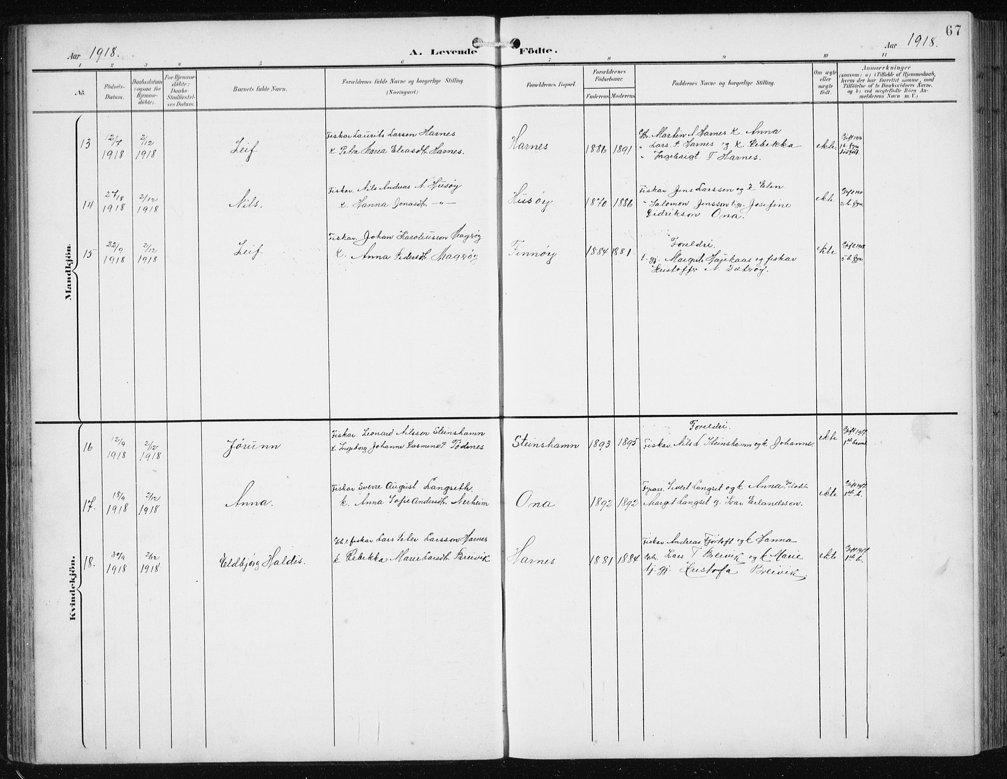 Ministerialprotokoller, klokkerbøker og fødselsregistre - Møre og Romsdal, AV/SAT-A-1454/561/L0733: Klokkerbok nr. 561C03, 1900-1940, s. 67