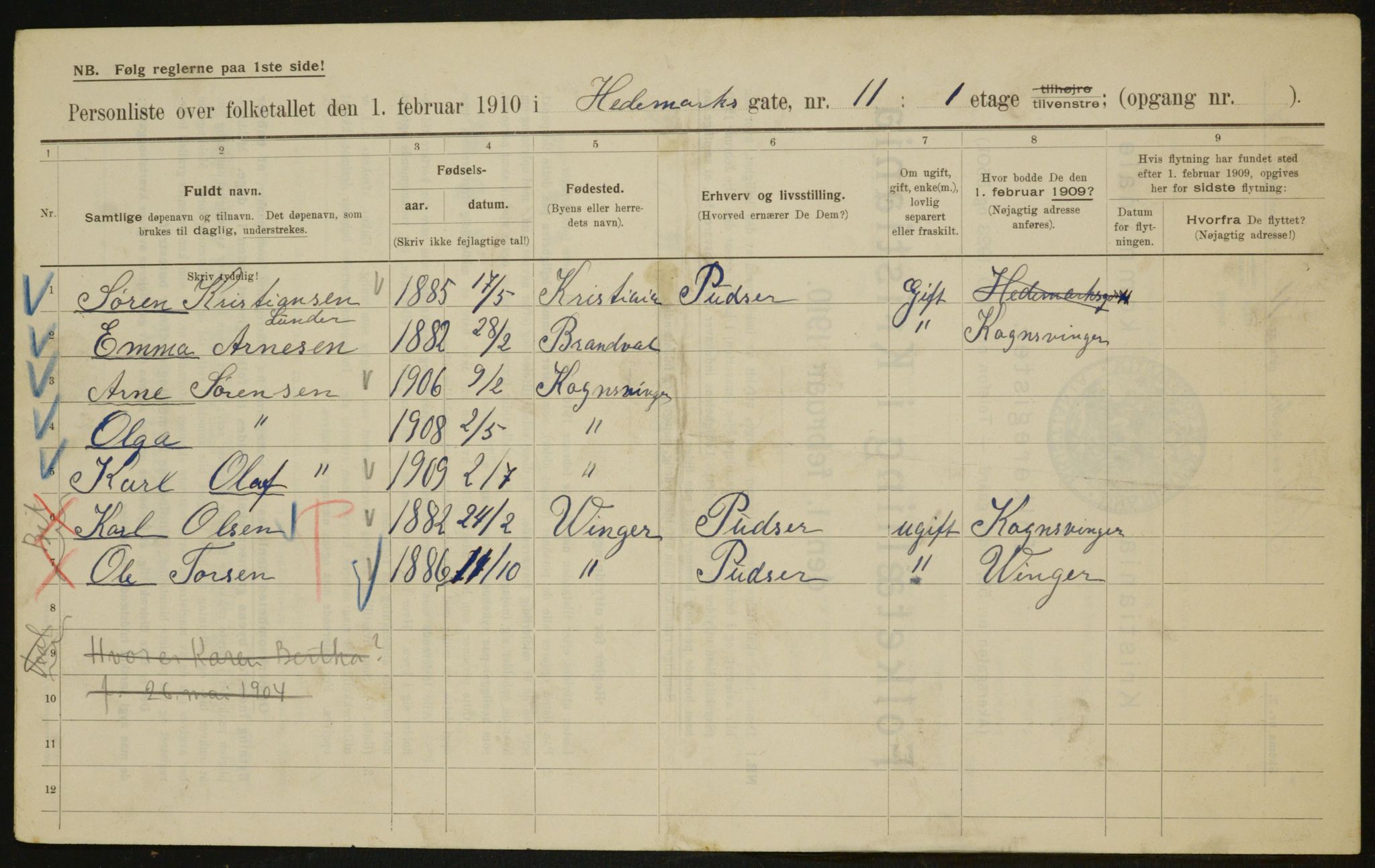 OBA, Kommunal folketelling 1.2.1910 for Kristiania, 1910, s. 34799