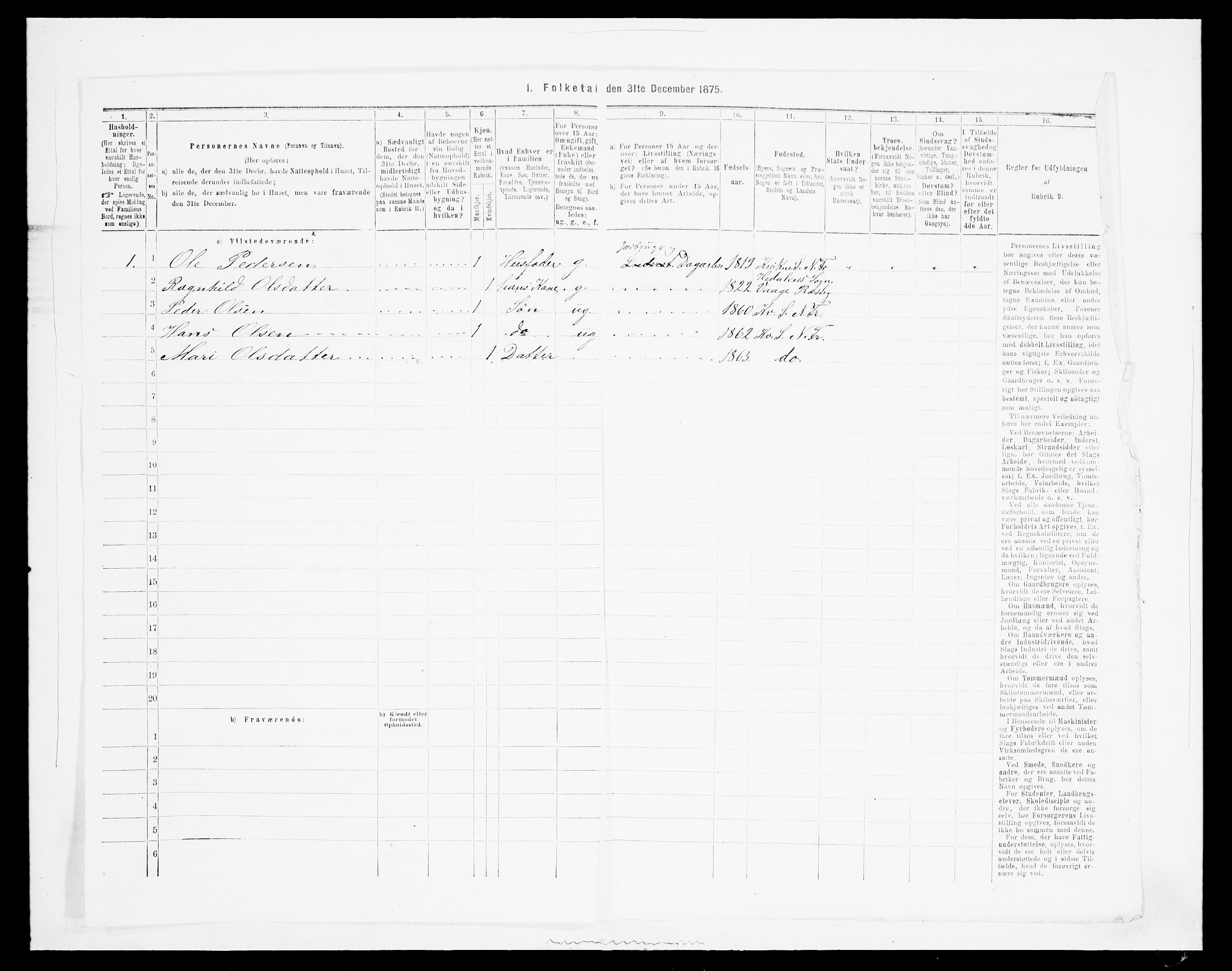 SAH, Folketelling 1875 for 0518P Nord-Fron prestegjeld, 1875, s. 141