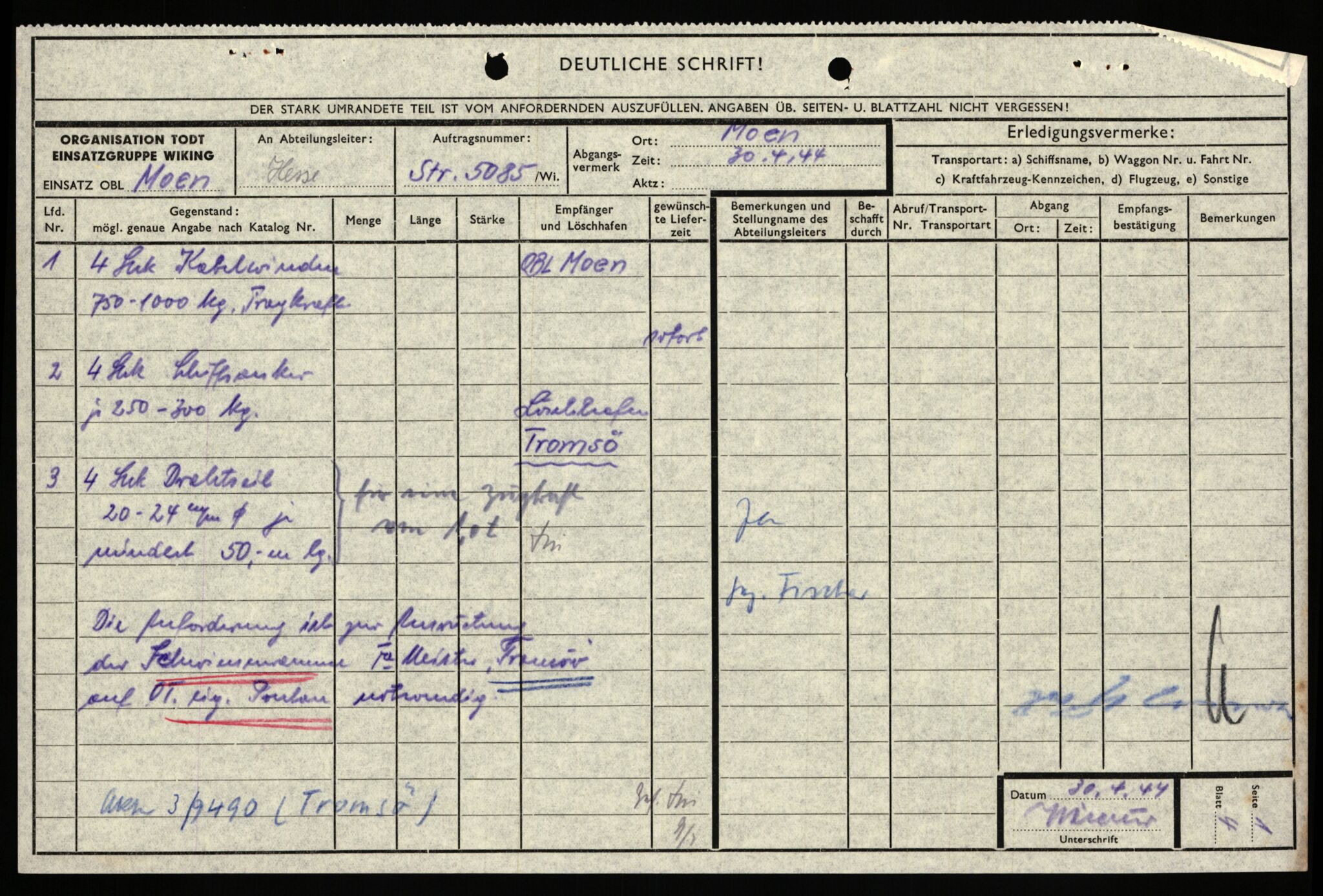 Tyske arkiver, Organisation Todt (OT), Einsatzgruppe Wiking, AV/RA-RAFA-2188/1/E/E6/E6c/L0007: Nachschub: Arkivkode 9451-9490, 1940-1945, s. 625