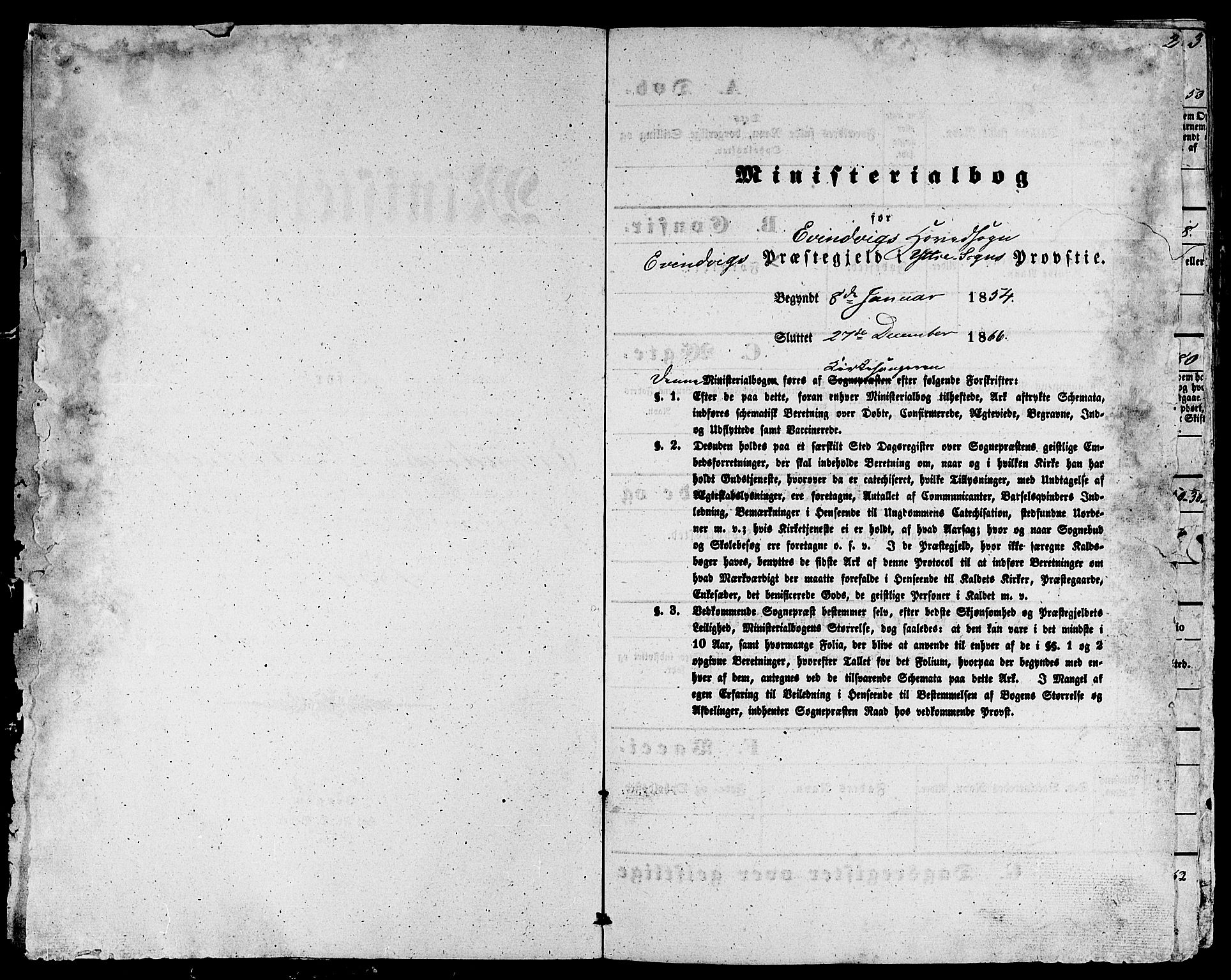 Gulen sokneprestembete, AV/SAB-A-80201/H/Hab/Habb/L0001: Klokkerbok nr. B 1, 1854-1866, s. 2
