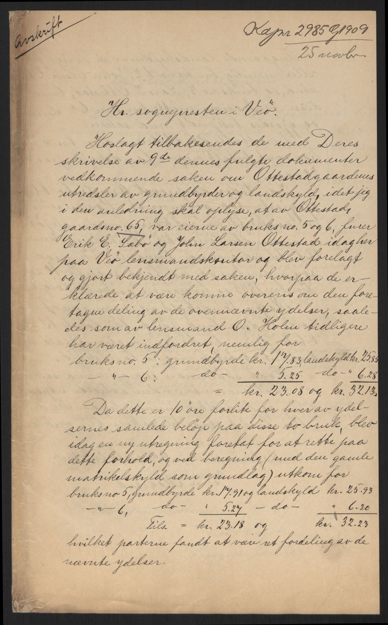 Kirke- og undervisningsdepartementet, 1. fondskontor G, AV/RA-S-1011/E/L0658/0006: Enkeseter / Ottestad i Veøy, 1816, 1864-1913, 1816-1913