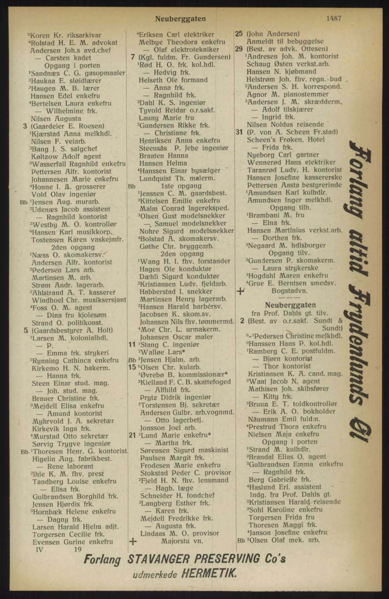 Kristiania/Oslo adressebok, PUBL/-, 1914, s. 1487