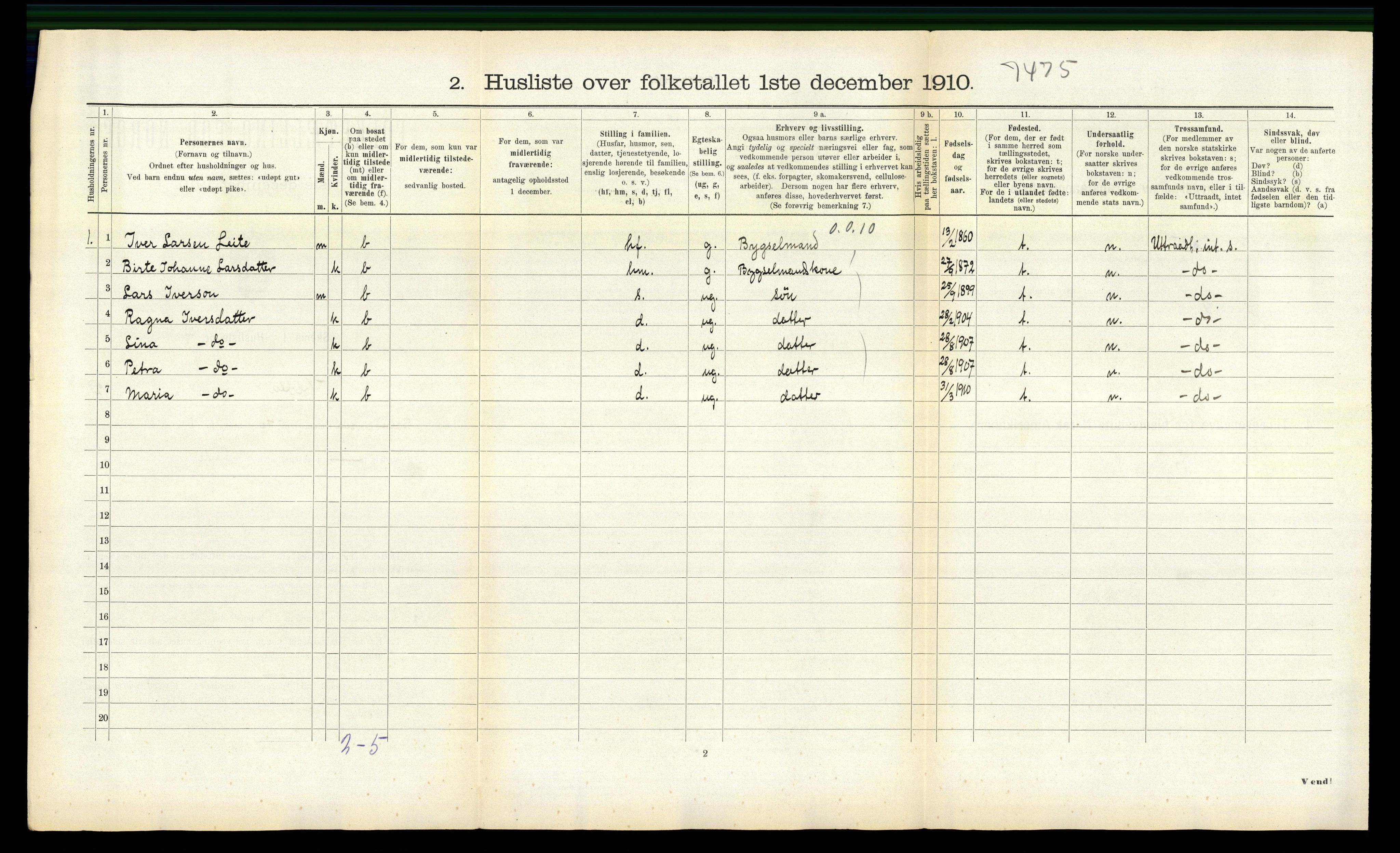 RA, Folketelling 1910 for 1519 Volda herred, 1910, s. 873