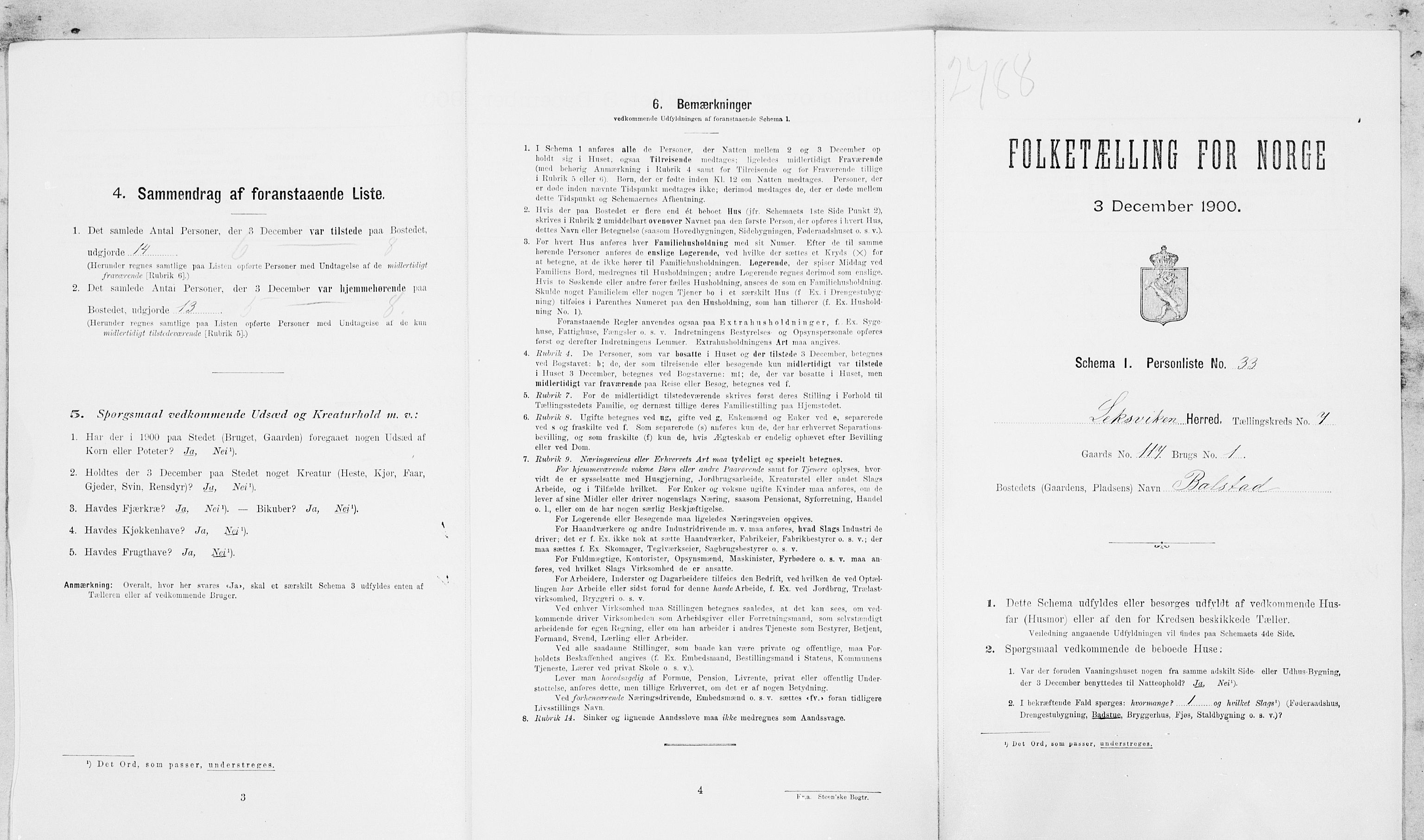 SAT, Folketelling 1900 for 1718 Leksvik herred, 1900, s. 893