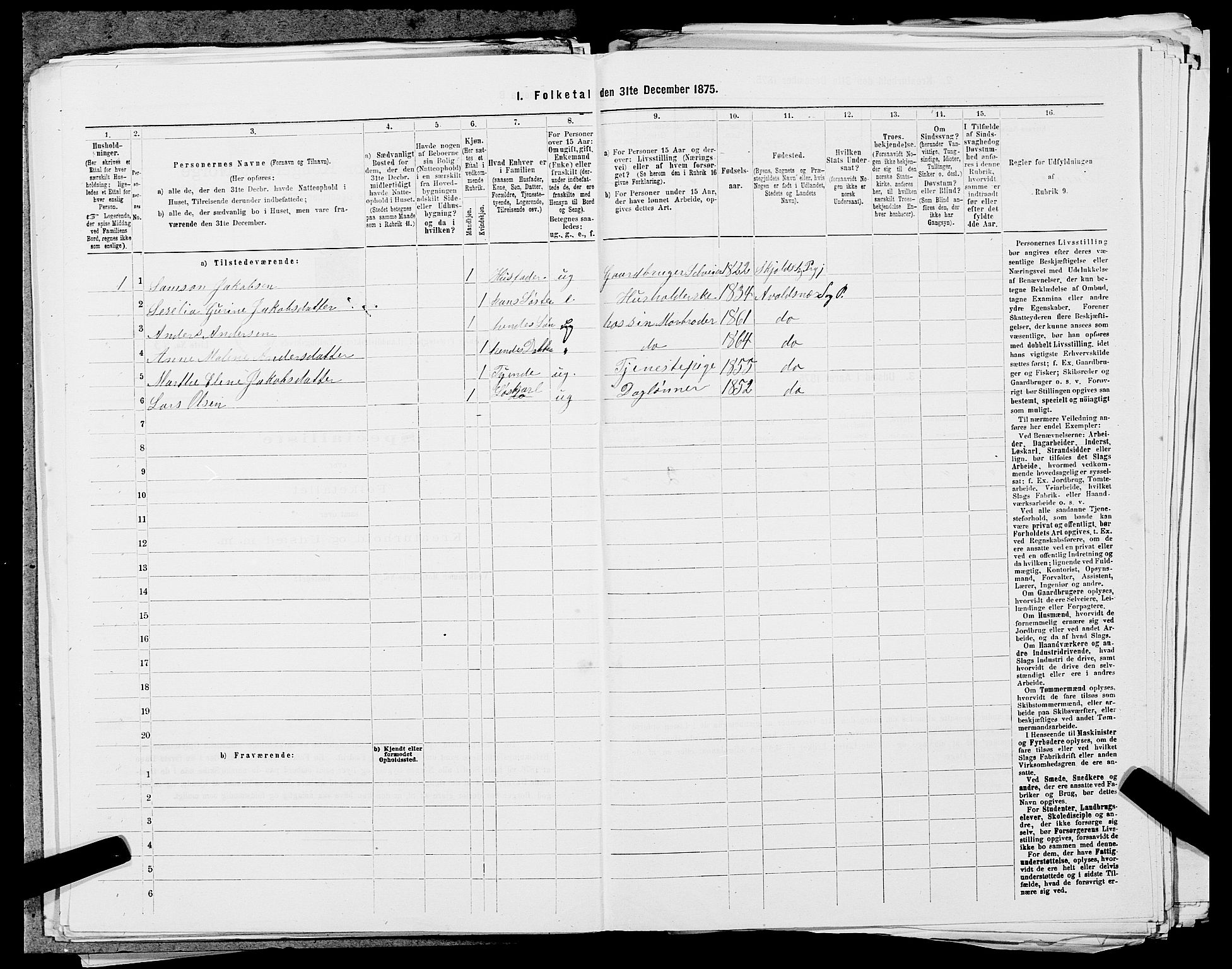 SAST, Folketelling 1875 for 1147L Avaldsnes prestegjeld, Avaldsnes sokn og Kopervik landsokn, 1875, s. 1586