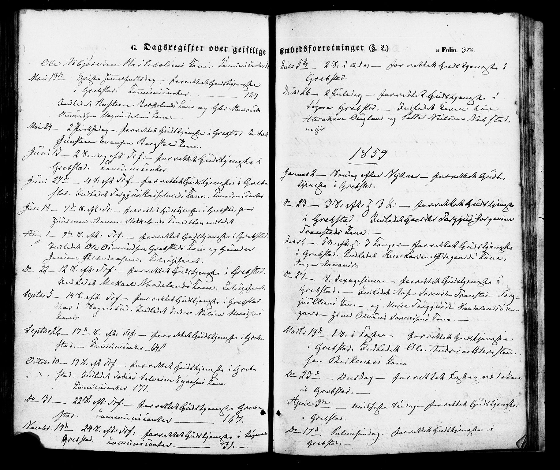 Søgne sokneprestkontor, AV/SAK-1111-0037/F/Fa/Faa/L0002: Ministerialbok nr. A 2, 1854-1882, s. 372