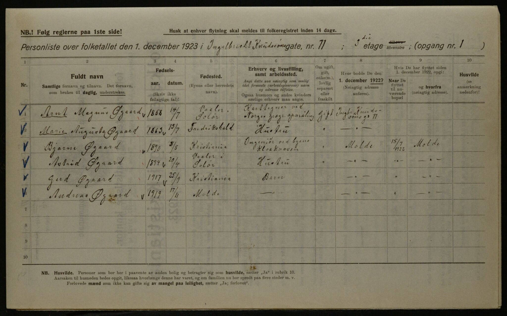 OBA, Kommunal folketelling 1.12.1923 for Kristiania, 1923, s. 49067