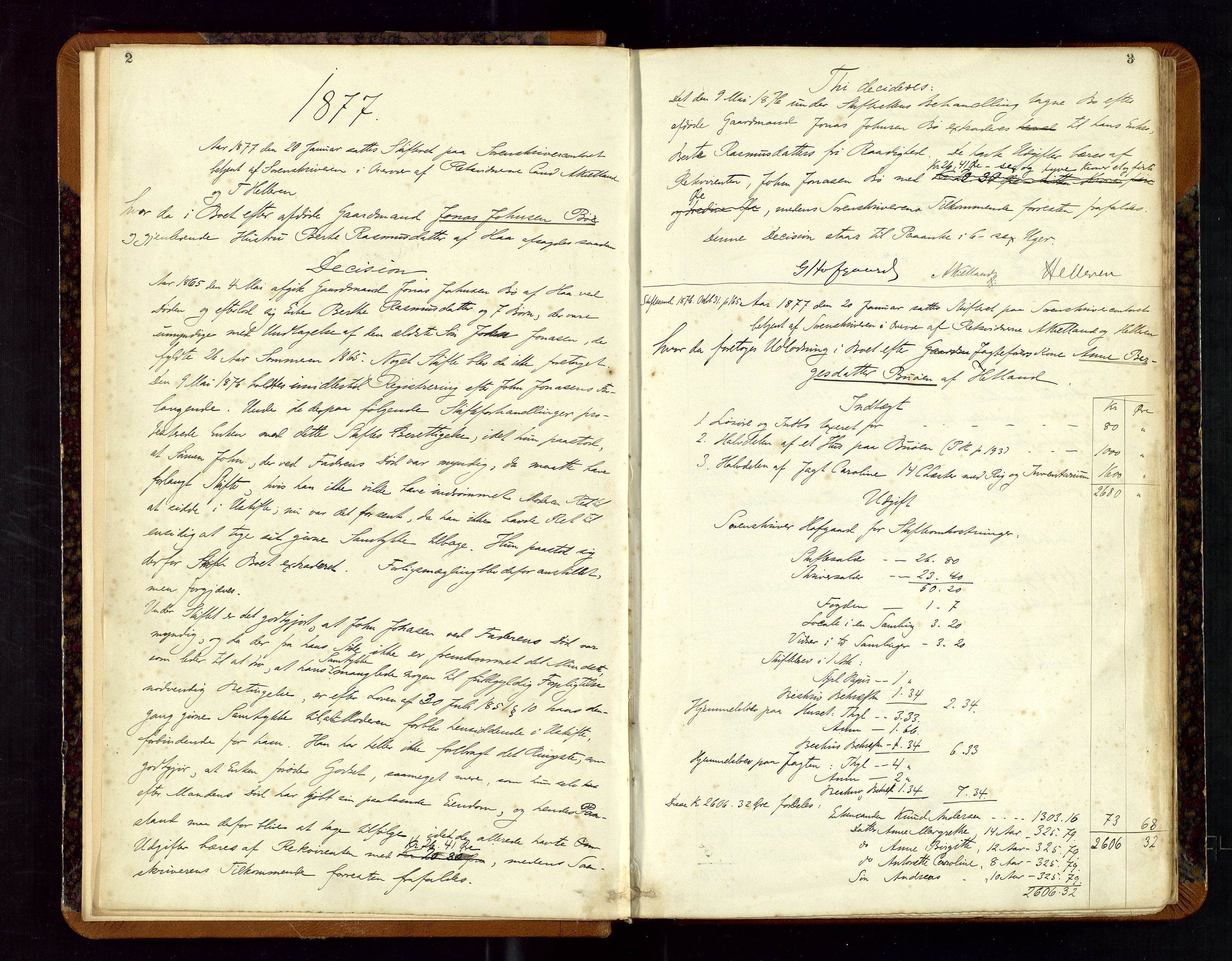 Jæren sorenskriveri, AV/SAST-A-100310/01/5/50/50BB/L0002: SKIFTEUTLODNINGSPROTOKOLL, 1877-1882, s. 2-3
