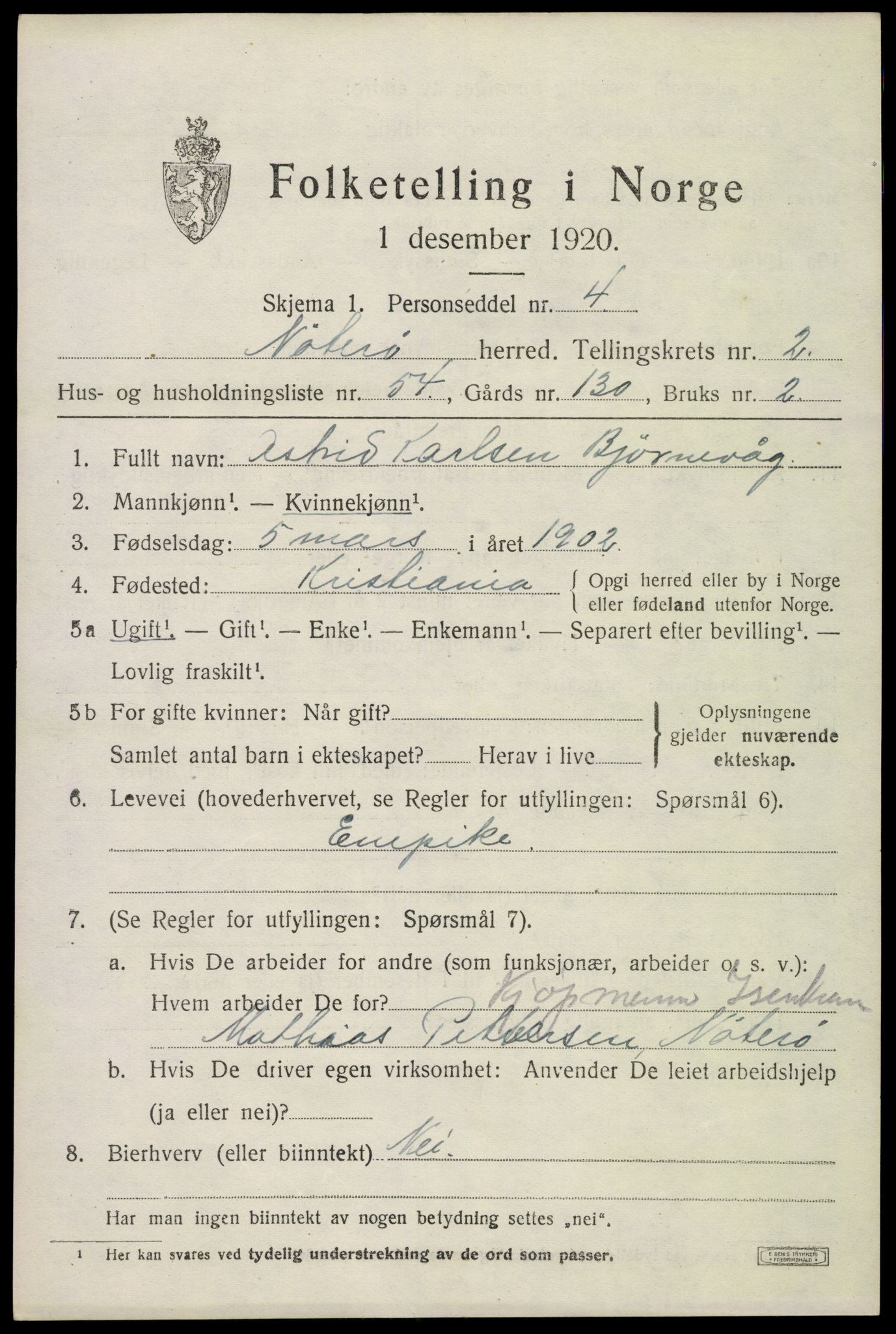 SAKO, Folketelling 1920 for 0722 Nøtterøy herred, 1920, s. 4793