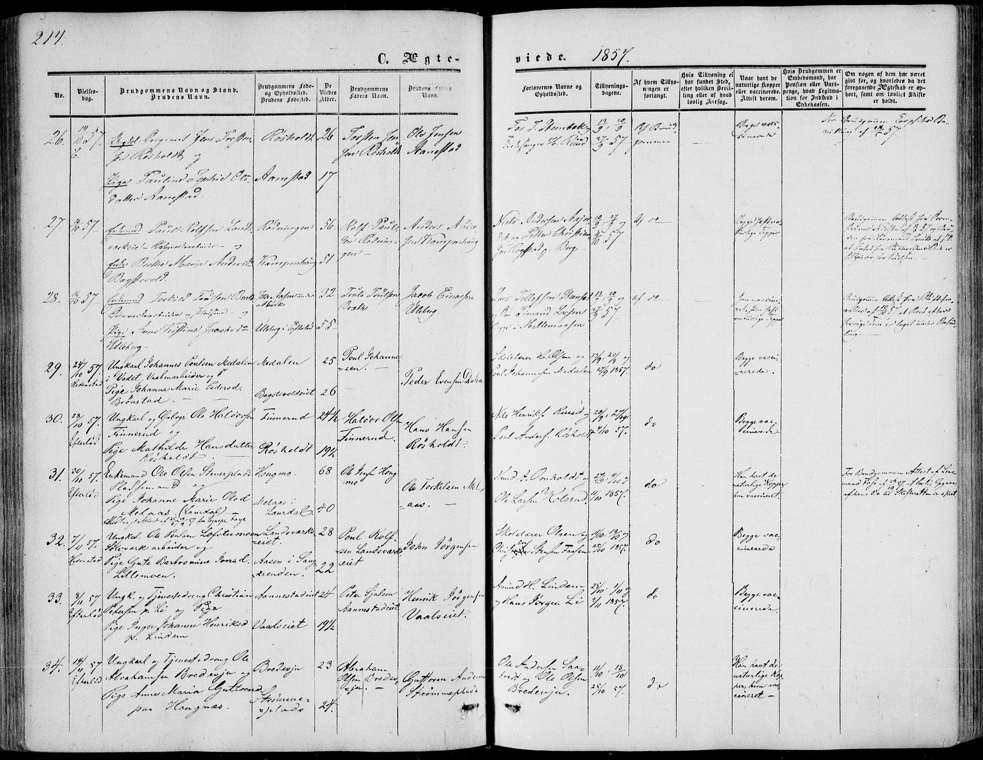 Sandsvær kirkebøker, AV/SAKO-A-244/F/Fa/L0006: Ministerialbok nr. I 6, 1857-1868, s. 214