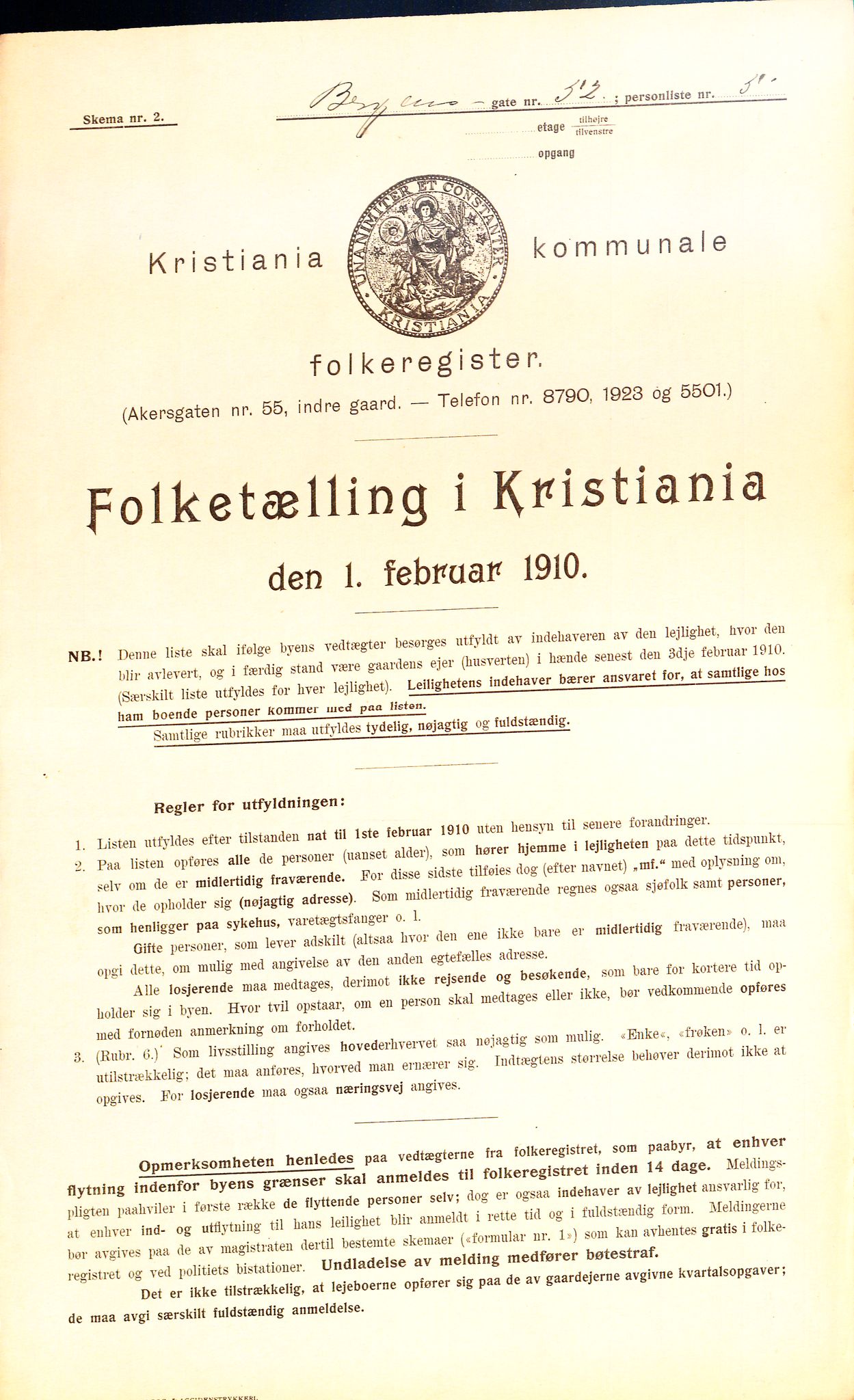 OBA, Kommunal folketelling 1.2.1910 for Kristiania, 1910, s. 3857